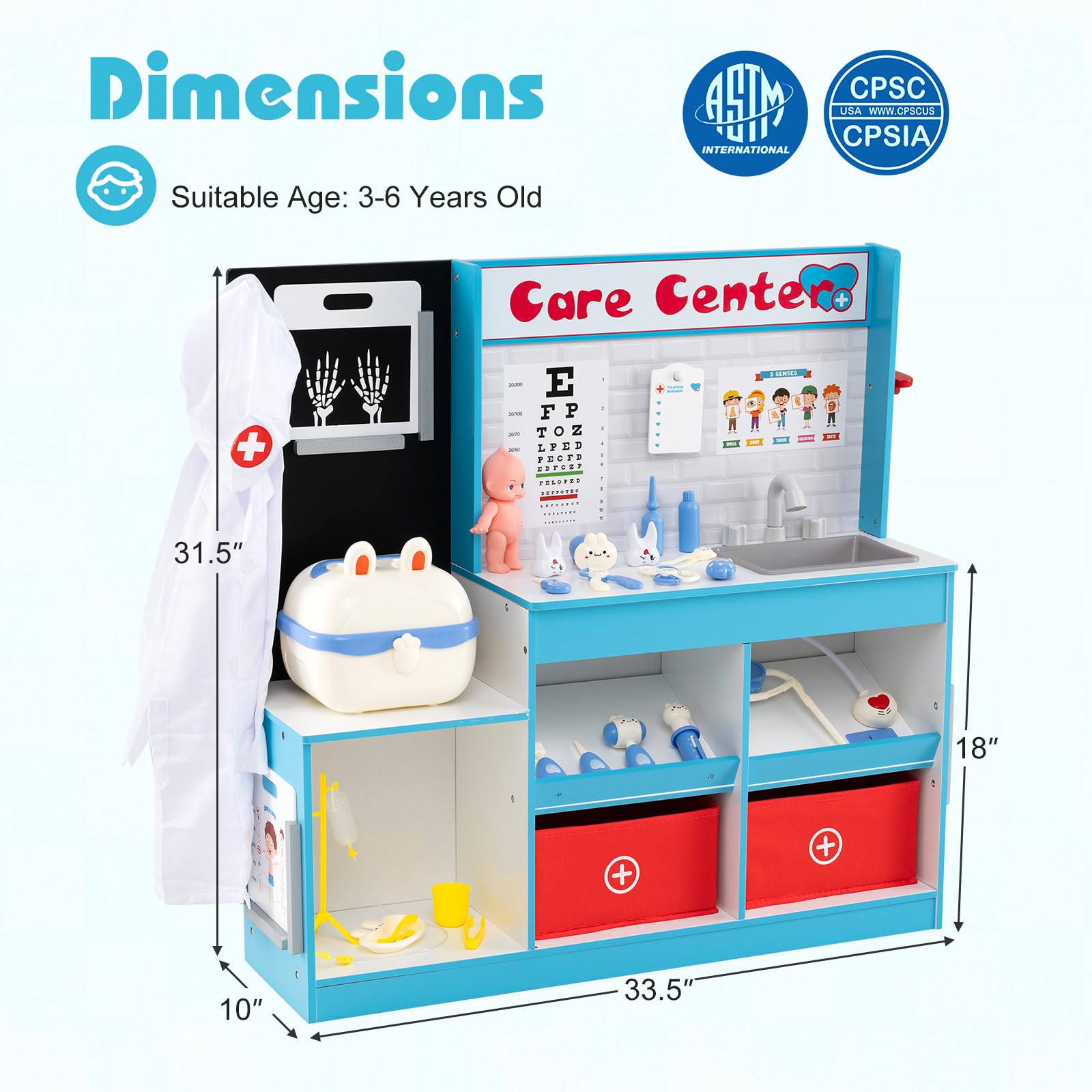 Amazon.com: HONEY JOY Kids Wooden Doctor Play Set, Checkup Medical
