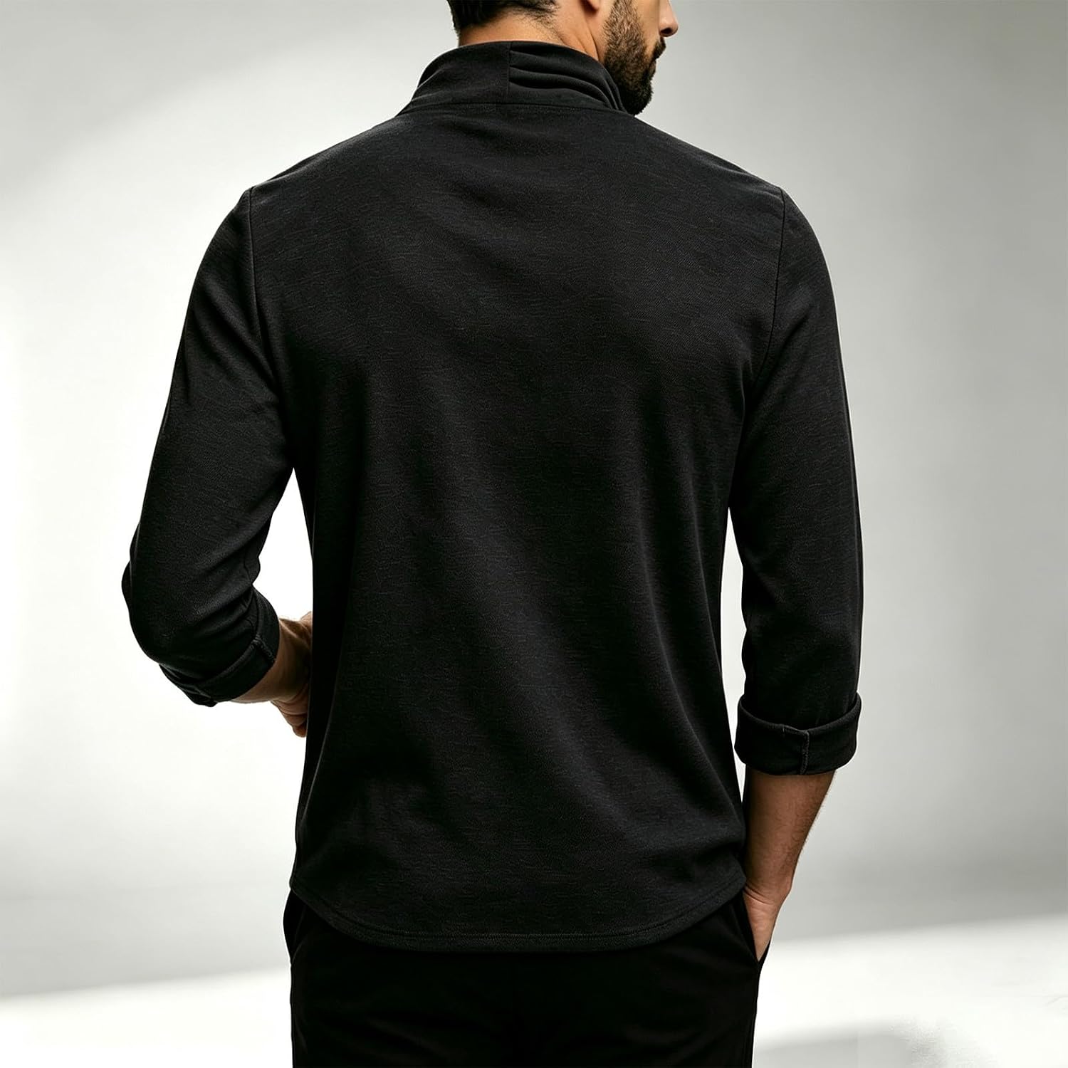 Mens Mock Neck Long Sleeve Shirts Casual Basic Pullover Sweater