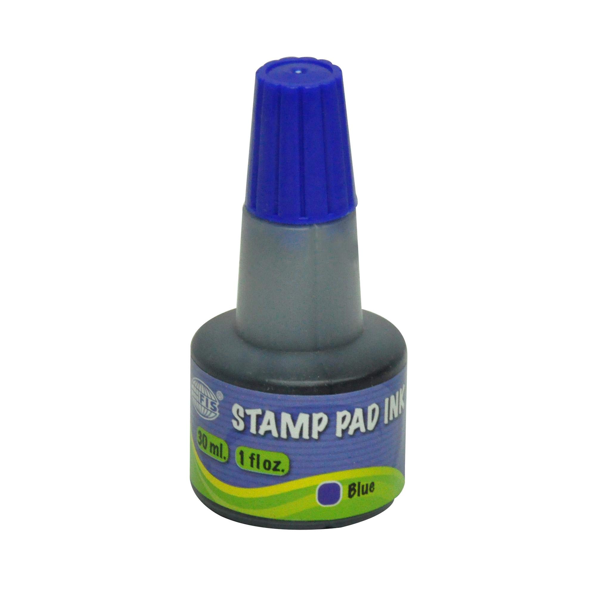 Stamp Pad Ink, 30ml (1 fl oz), Without Oil, Quick-Drying, Blue Ink Color – FSIK030BL