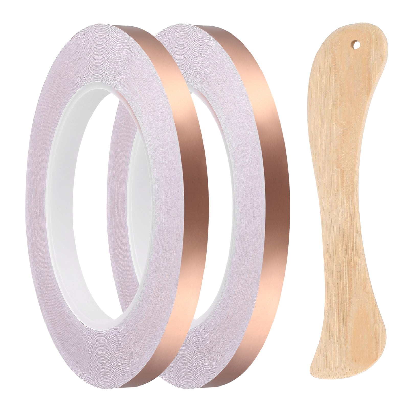 DEFANEX 2Pcs Copper Foil Tape (10mm x 30m) - Single Conductive Adhesive Tape with Correction Tool for Guitar EMI/RFI Shielding/Electrical Repairs/Crafts/Stained Glass/Paper Circuit