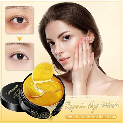 Miniatura 2 de FAHXNVB 60 Pcs Under Eye Patches Wrinkle Treatment for Women, Gold Eye Mask for Removing Dark Circles and Puffiness, Eye Pads for Dark Circles