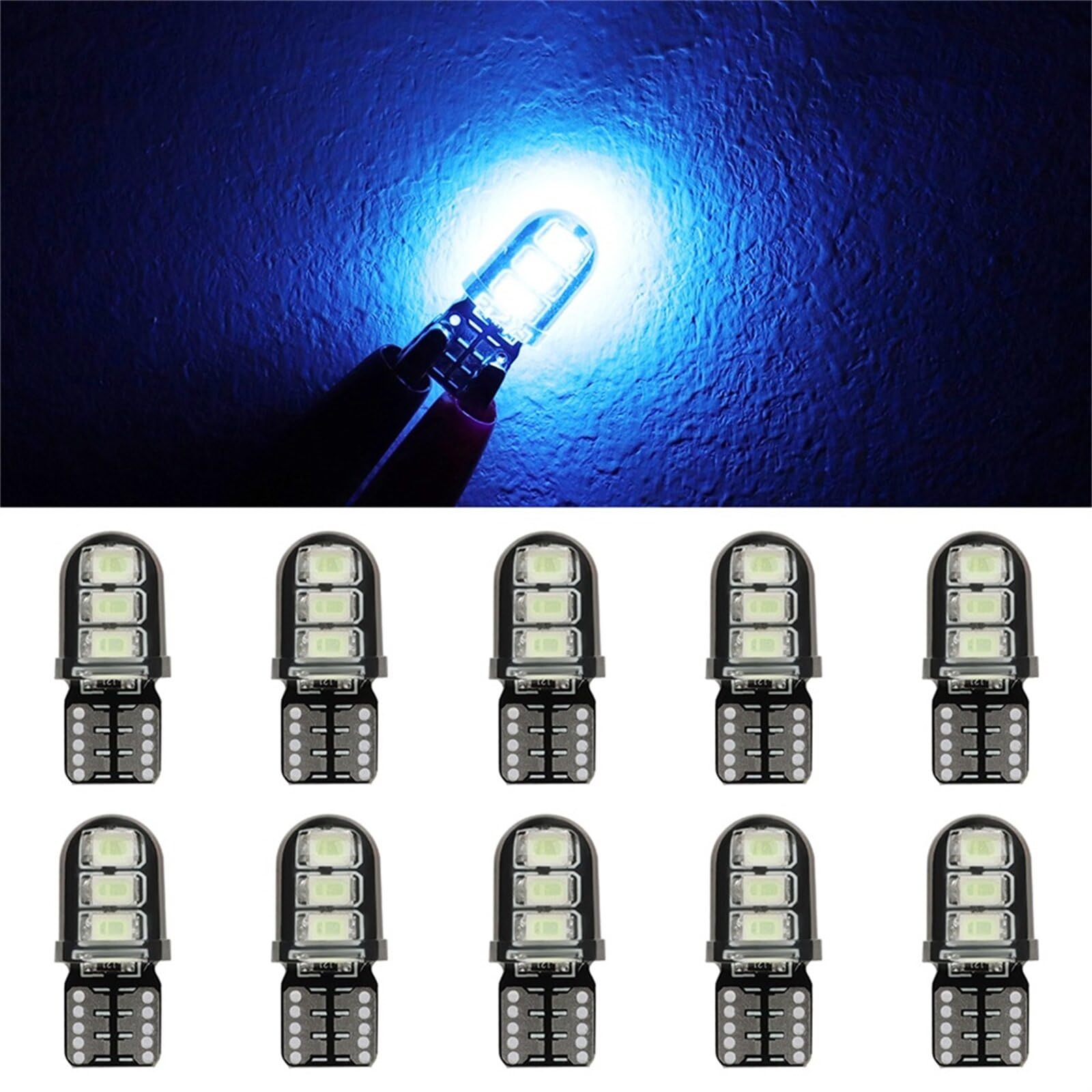 ECCPP 10x Instrument Cluster Dash Panel Lights T10 2835 Ice Blue?10 * 24MM?-12V-40MA-65LM