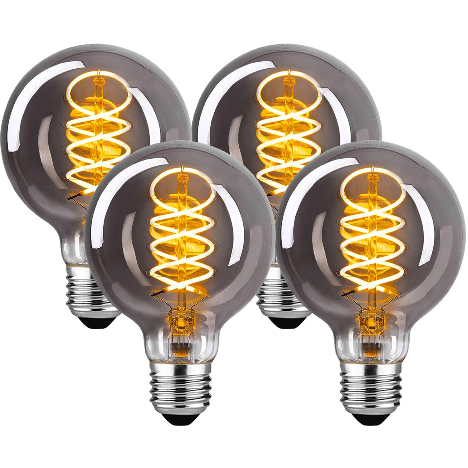 Edison Vintage Glühbirne E27, E27 LED Vintage Dimmbar 4W G80 Glühbirne E27 LED Warmweiss 2400K,LED Glühbirne E27 Vintage Ideal für Nostalgie und Retro Beleuchtung - Rauchgraues Glas - 4 Stück