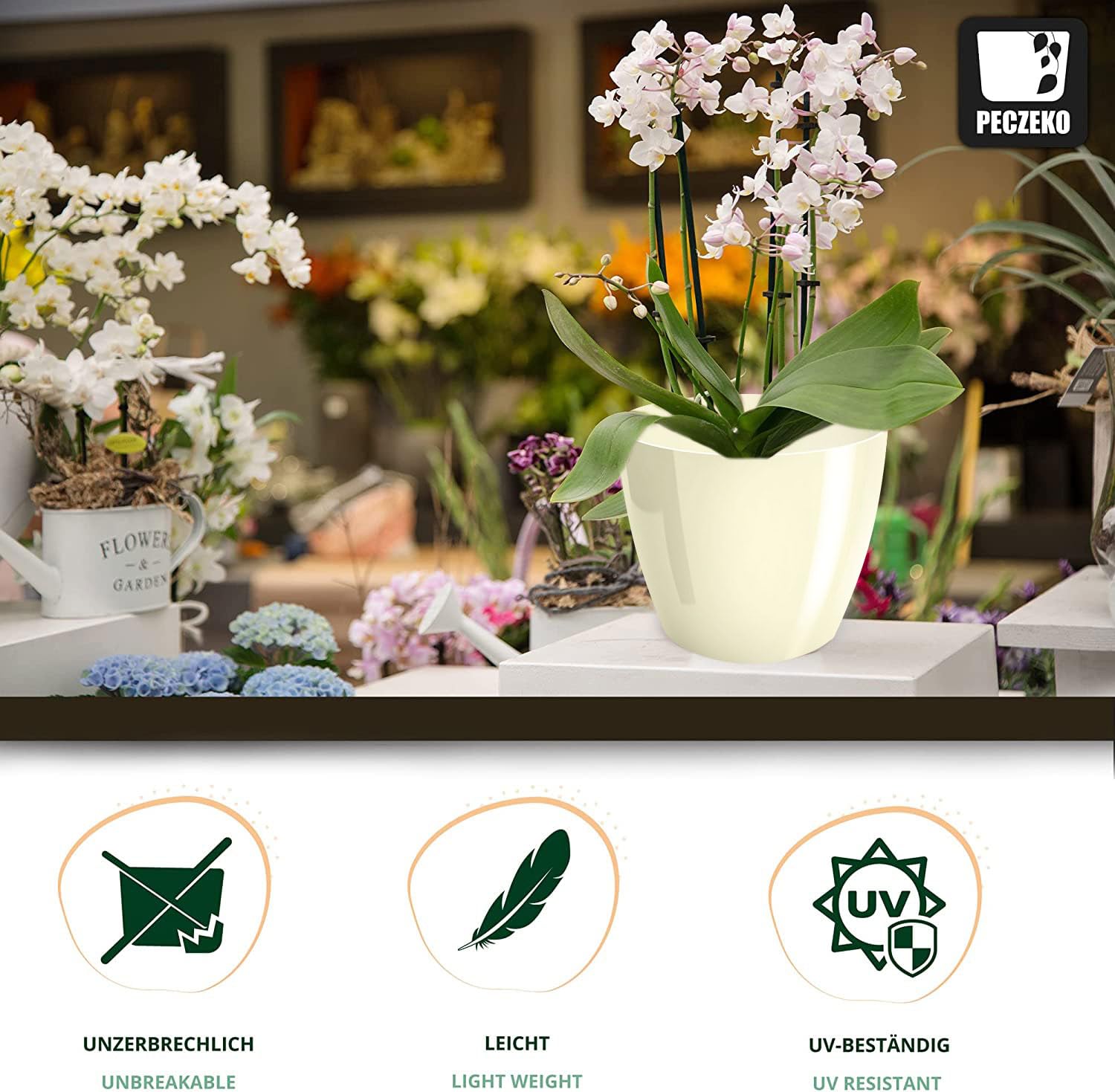 Macetas Brillantes Macetas Decorativas Hierbas Macetas Redondas de plástico duraderas y Ligeras para salón, Comedor, Cocina, terraza, balcón Juego de 2 Piezas (Antracita, diámetro 16 cm) — view 121
