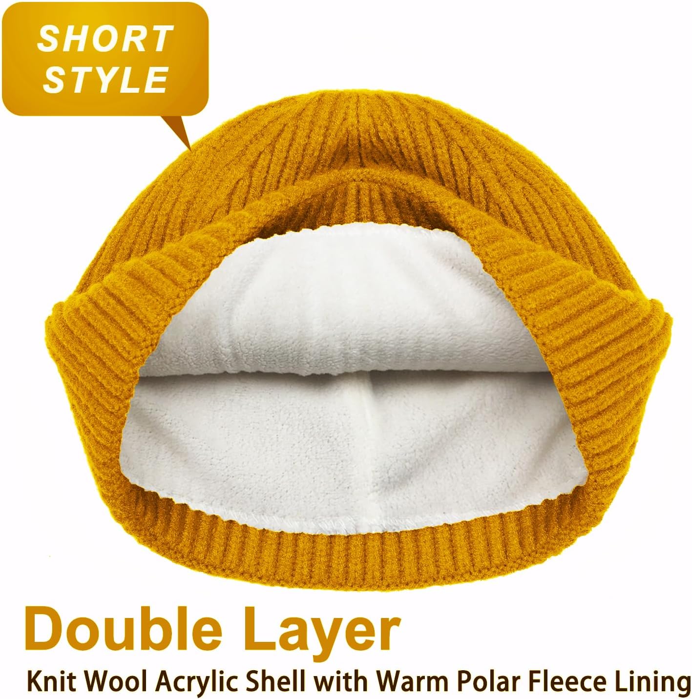 ROYBENS Wool Fisherman Beanie for Men Women, Knit Cuffed Fleece Lined Beanies Winter Warm Hat Skull Cap Unisex - Image 2