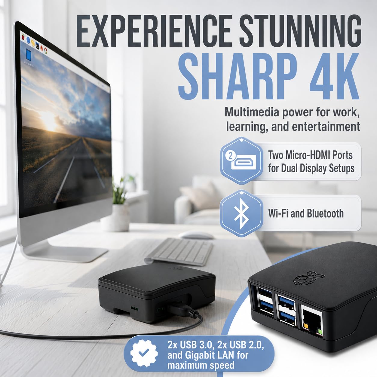 db-tronic Raspberry Pi 5 8 GB Starter Kit | Czarna edycja 64 GB | Zasilacz 27 W | Obudowa z wentylatorem | Micro HDMI 4K | idealny do Home Assistant i smart home