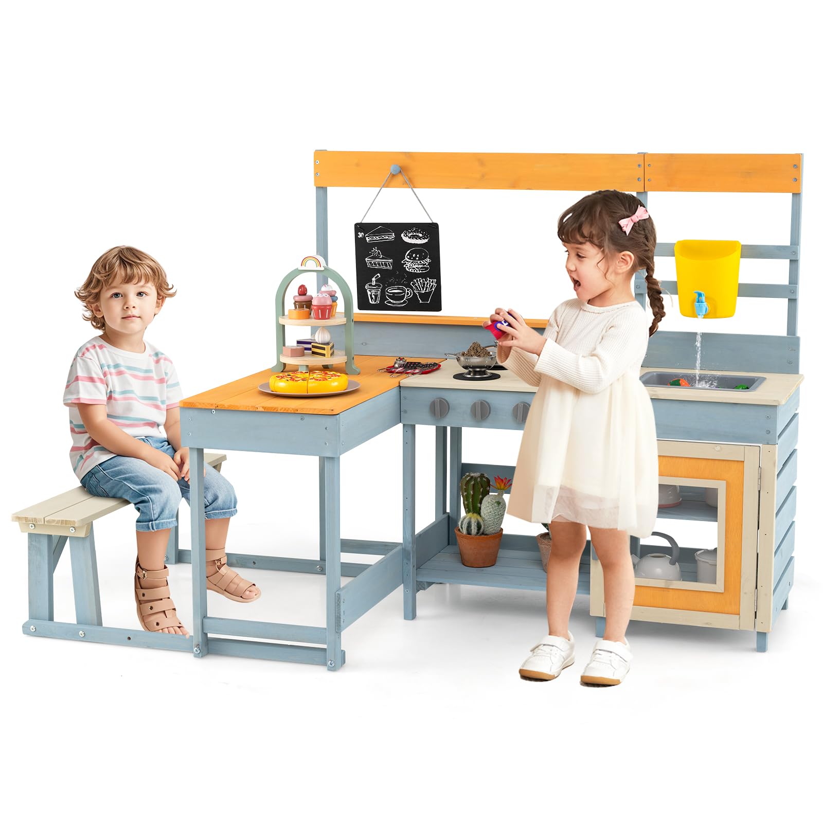 Amazon.com: KOTEK 2 in 1 Mud Kitchen, Kids Picnic Table w/Built-in