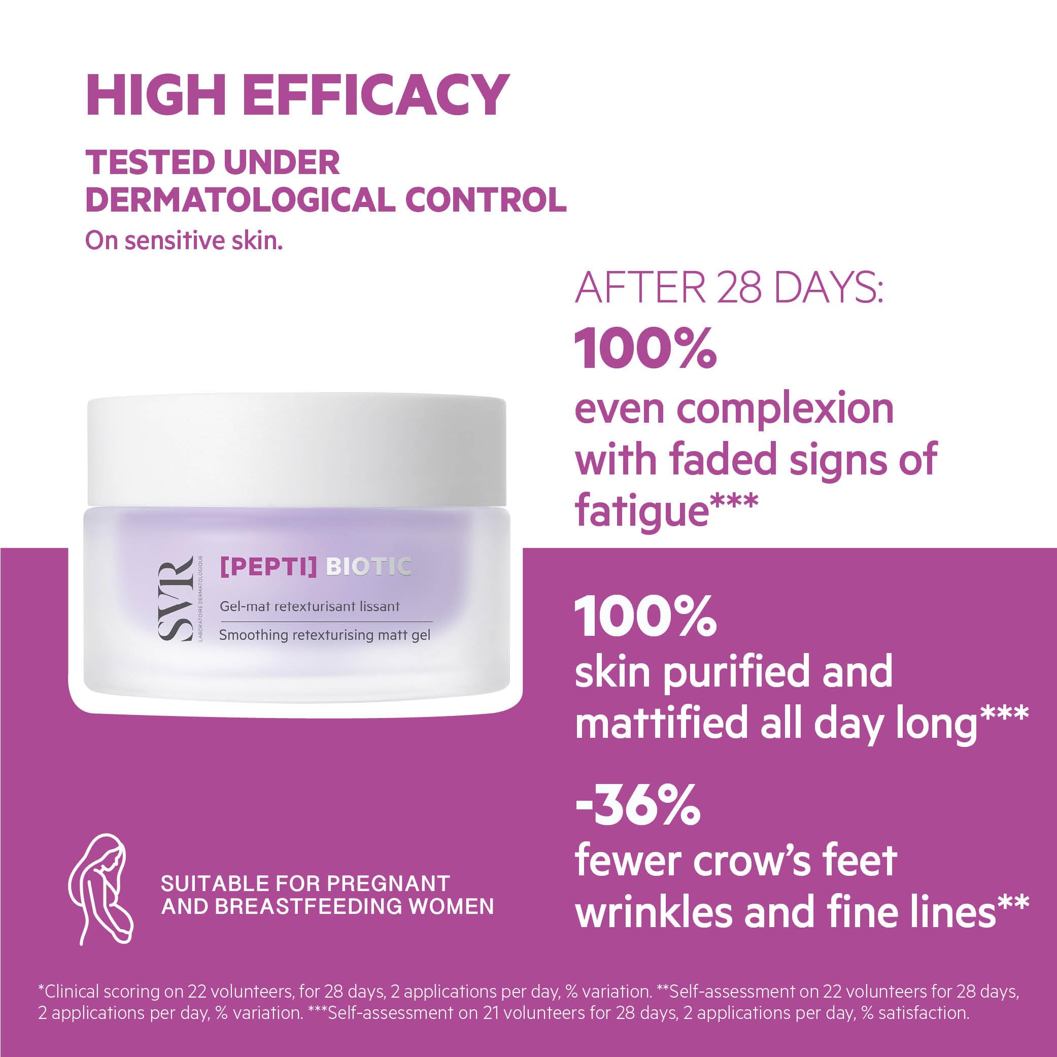 SVR PEPTI Biotic. Smoothing Retexturing Gel with 2% Peptides, Targets Pores for a Mattified, Refreshed Skin; Light, Non-Comedogenic, Suitable for Sensitive Skin. 1.7 fl oz