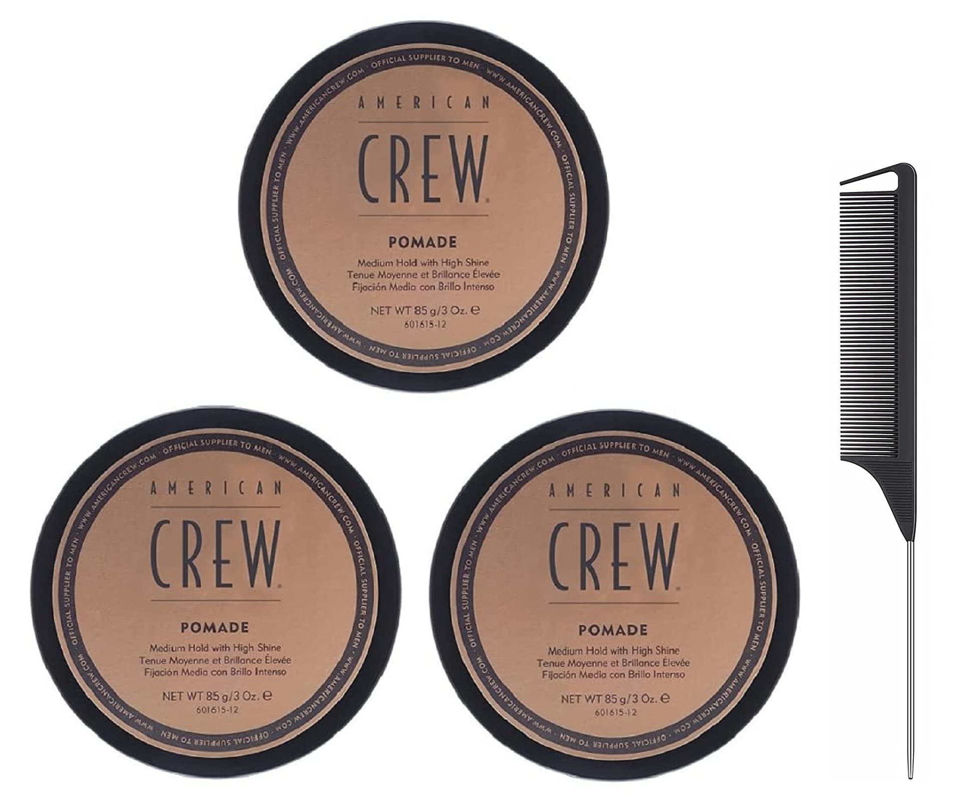 SGHP Crew - Pomade - Pomade With Medium Hold And High Shine - 3 Ounce - Includes Travel Bottle (Pack Of 3)