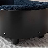 Vista 8 de Sofá cama elevado para mascotas con patas de madera maciza, respaldo de madera doblada y cojín de cachemira, muebles de lujo para mascotas