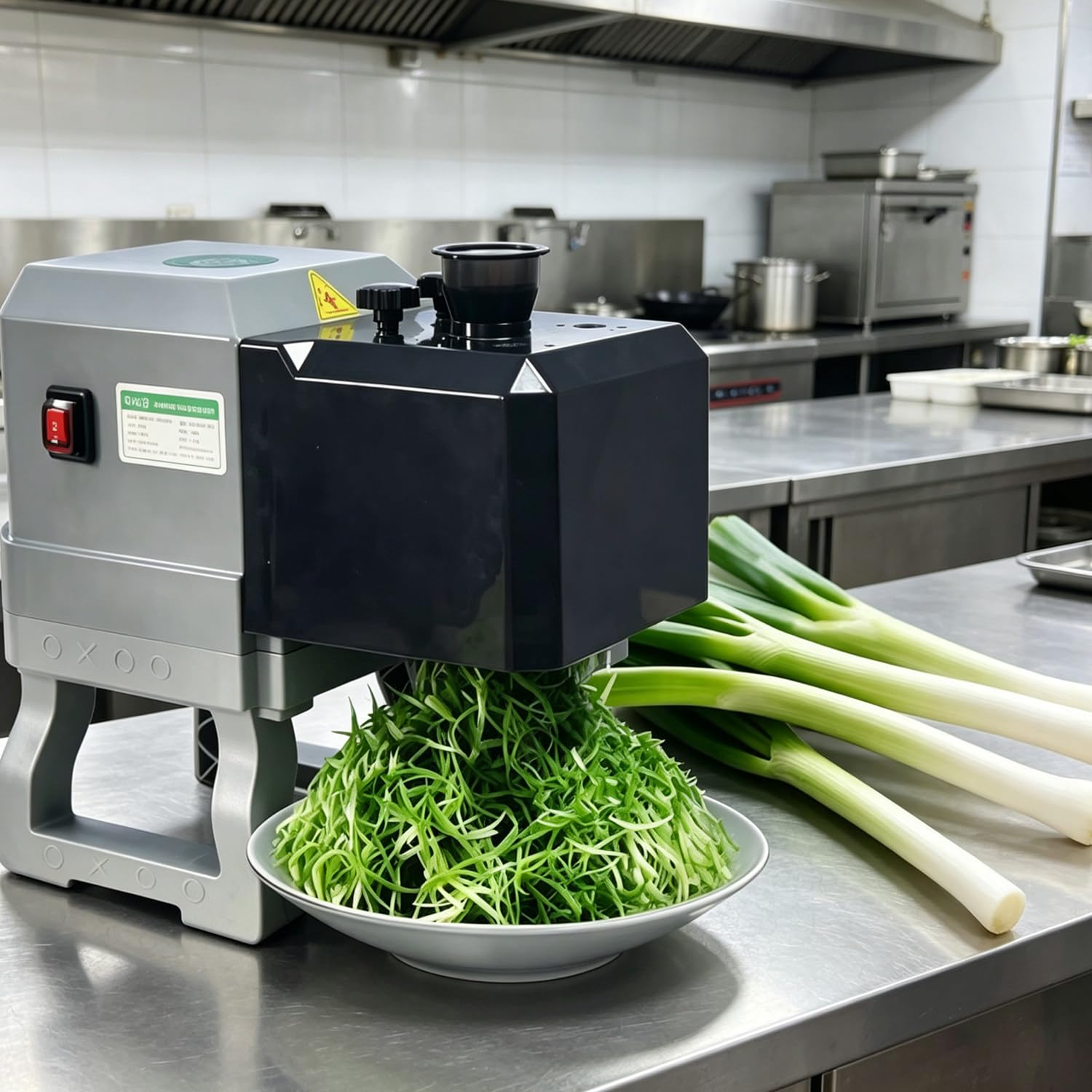 Pro Commercial Onion Chopper Electric,Heavy-Duty 304 Stainless Steel Cutting Blades & Wear-Resistant Gears,3 Size Options (1.5/1.8/2.3mm),Electric Garlic & Scallion Cutter for Restaurants 1.8mm