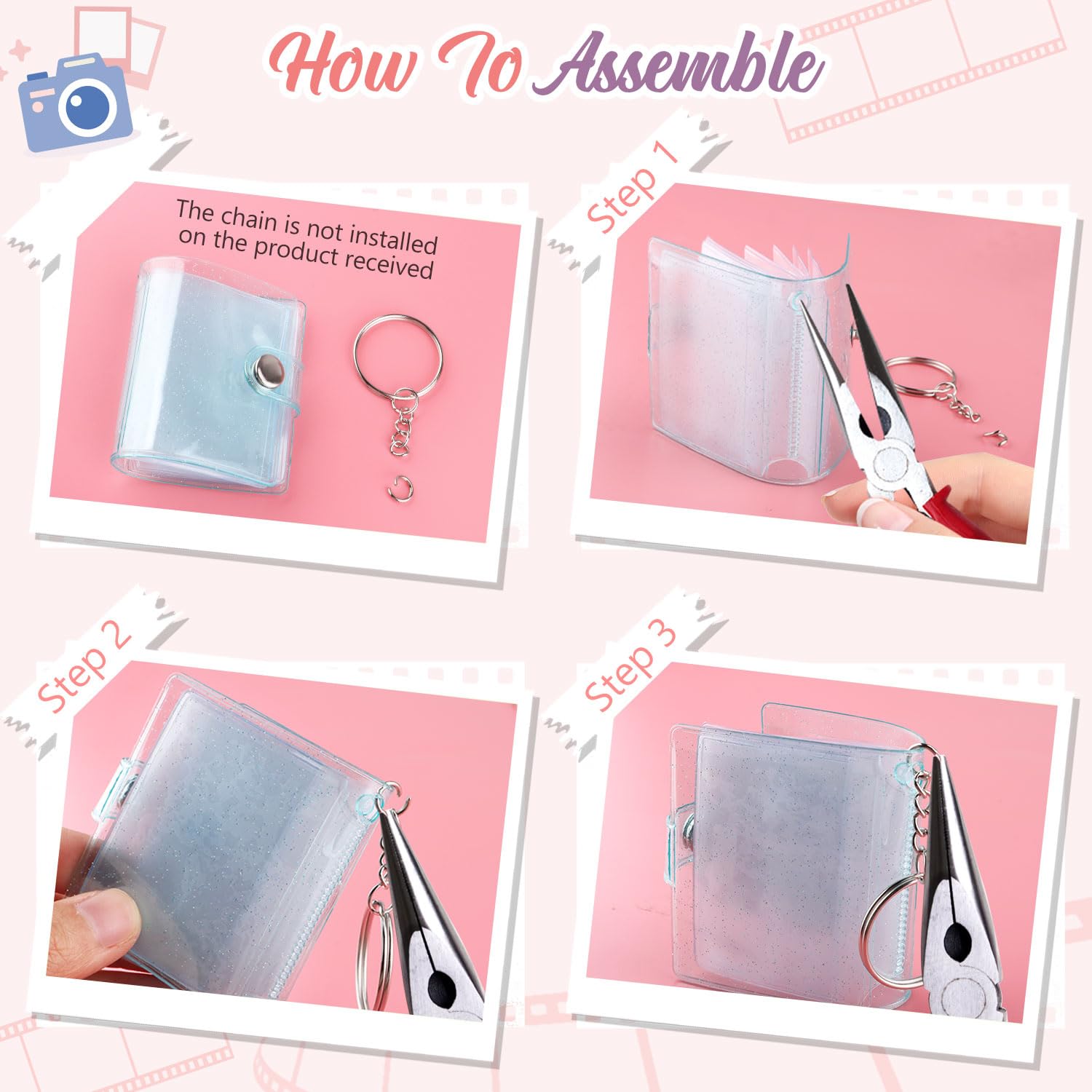 4 Pièce Mini Albums Photo, Porte-clés Petit Album Photo 2 In, Avec 18 Poches, Porte-clés Et Porte-cartes En 4 Couleurs, Idéal Pour Les Souvenirs Précieux