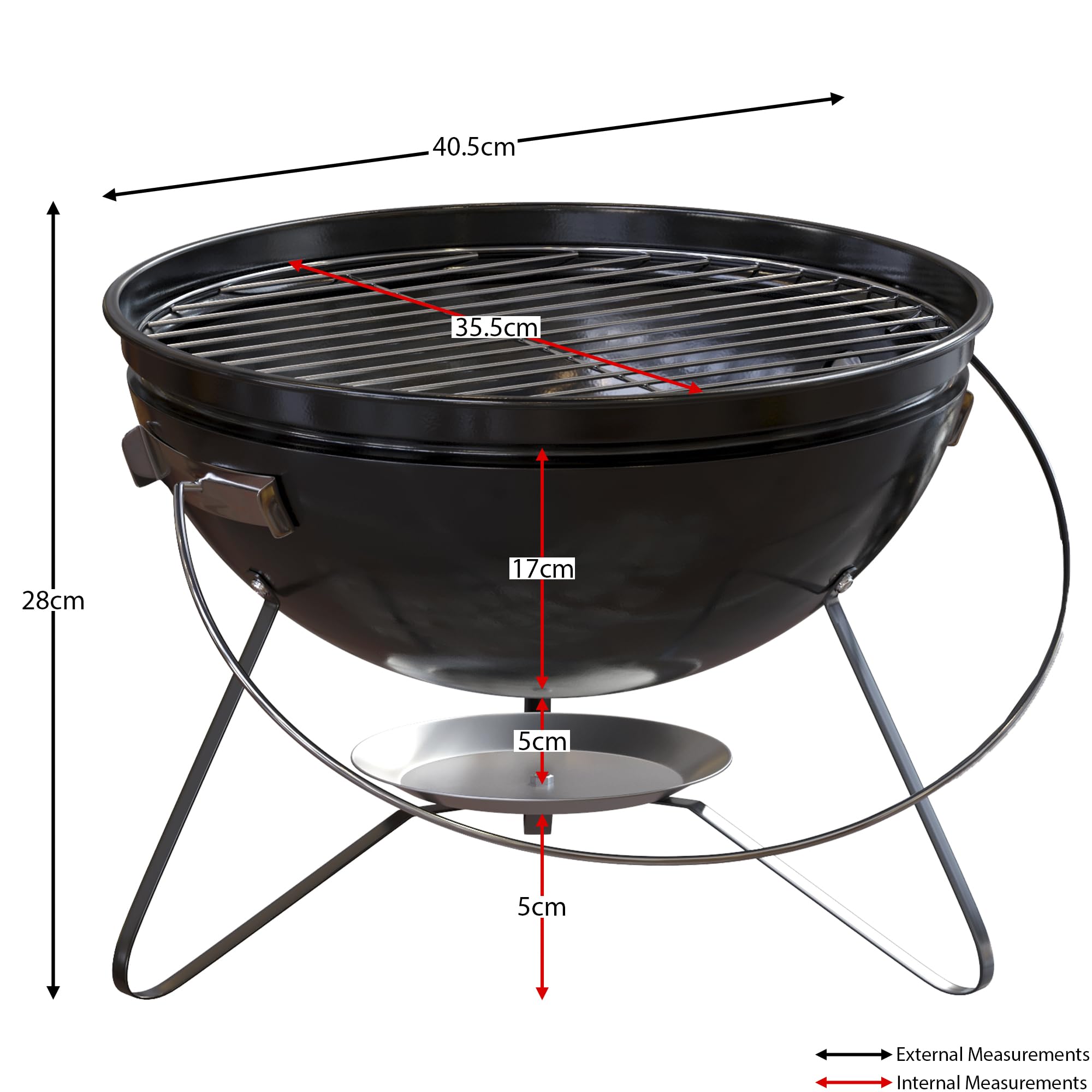 Garden Vida Kansas BBQ Grill mały wolnostojący grill ogrodowy na zewnątrz przenośny piknik impreza kemping czarny