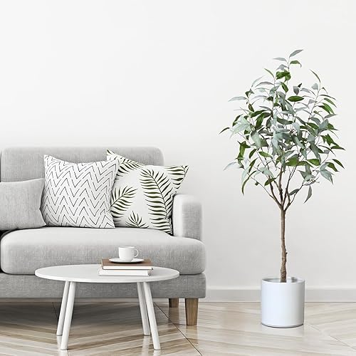 Miniatura 2 de Árbol de eucalipto artificial de 5 pies de alto, plantas de eucalipto artificiales grandes, plantas de seda artificial para decoración del hogar,