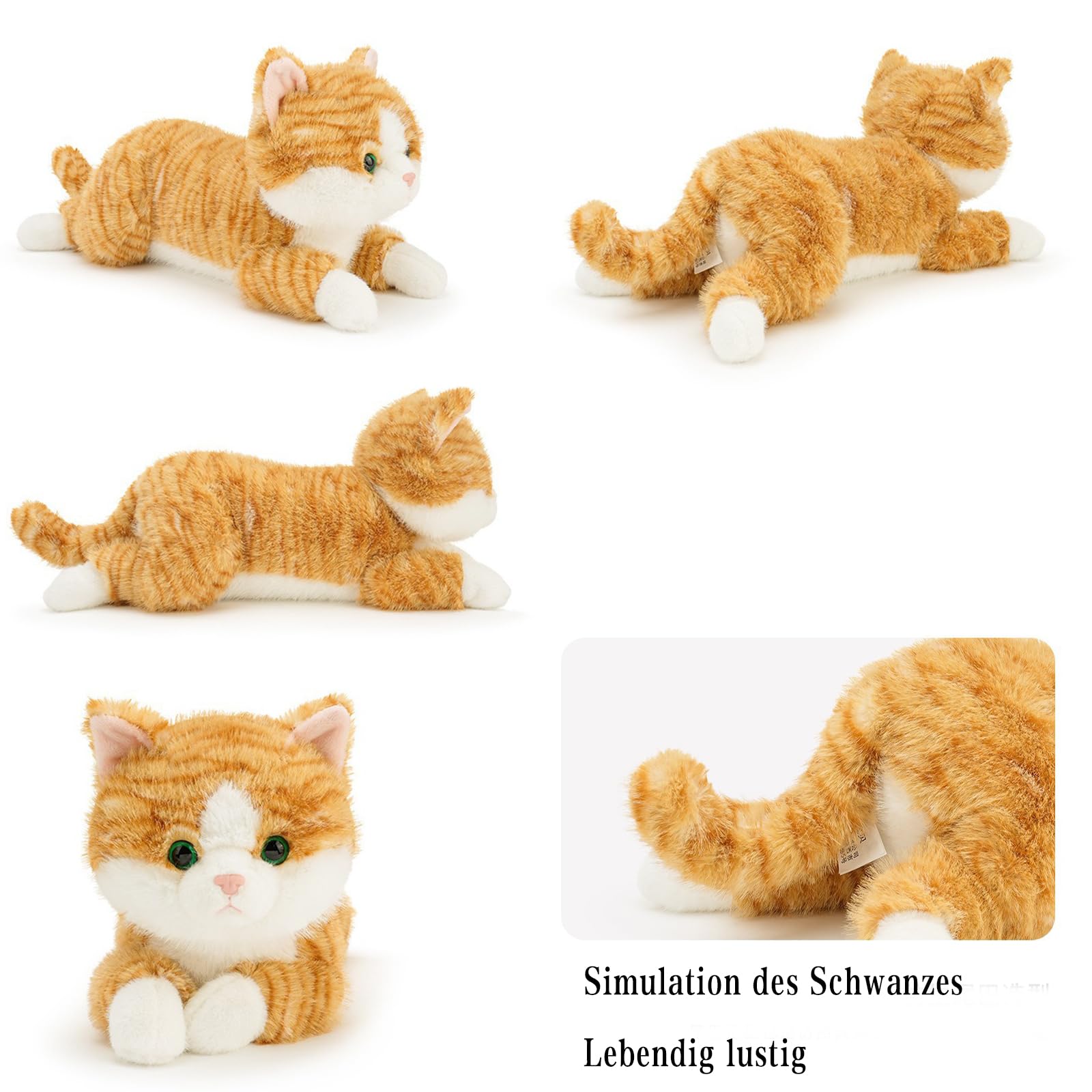 Kuscheltier Katze, Liegend Katzen Plüschtier, Kätzchen Stofftier Spielzeug, Kuschelkissen Geschenk für Kuscheln & Spielen (65cm,Graue Katze)