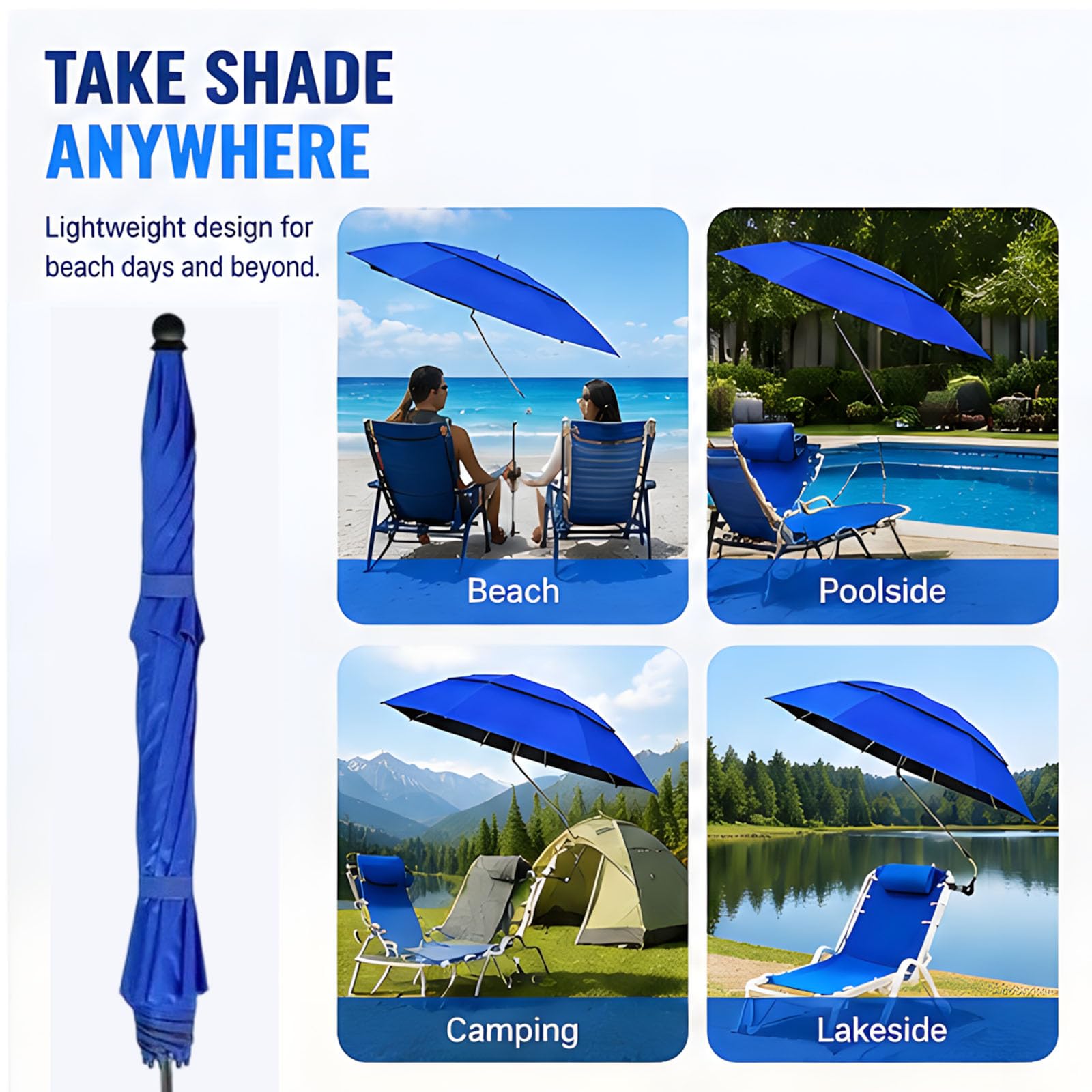Parasol przeciwsłoneczny kempingowy parasol przeciwsłoneczny podwójny baldachim krzesło plażowe parasol z zaciskiem do relaksu na podwórku