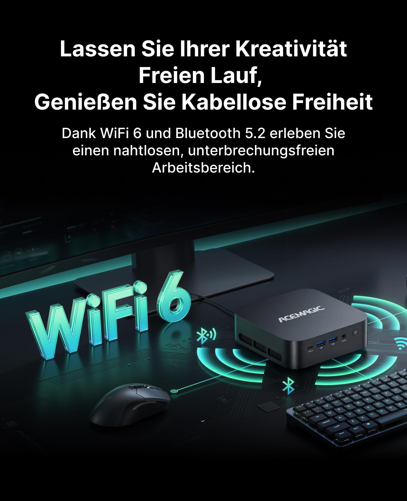 ACEMAGIC M1 Mini PC, AMD Ryzen 7 7735HS (8C/16T, bis 4,75GHz), 24GB LPDDR5 5500 MT/s 1TB NVMe SSD Win 11 Pro Mini Computer, AMD Radeon 680M, 4K Triple Display, USB-C,WiFi6,BT5.2 für Büro & Home Office