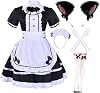 Japanese Anime Sissy Maid Dress Cosplay Sweet Classic Lolita Fancy Apron with Socks Gloves Set