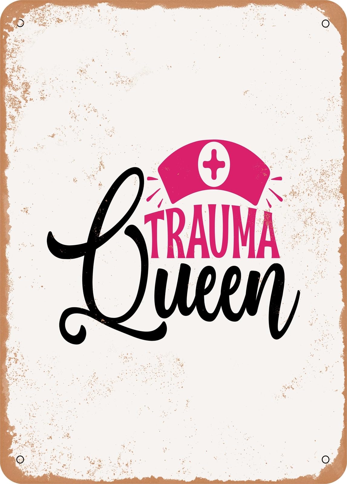 Miaomansenstore Metal Sign - Trauma Queen - Vintage Rusty Look Home Decor