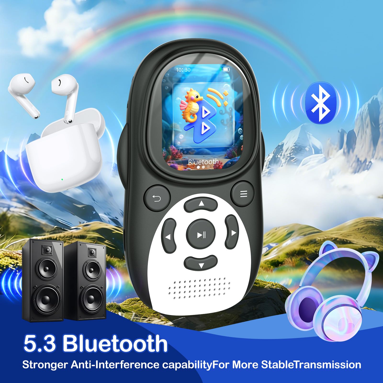 64 GB MP3 Player Children, Bluetooth 5.3 Speaker, Penguin Design