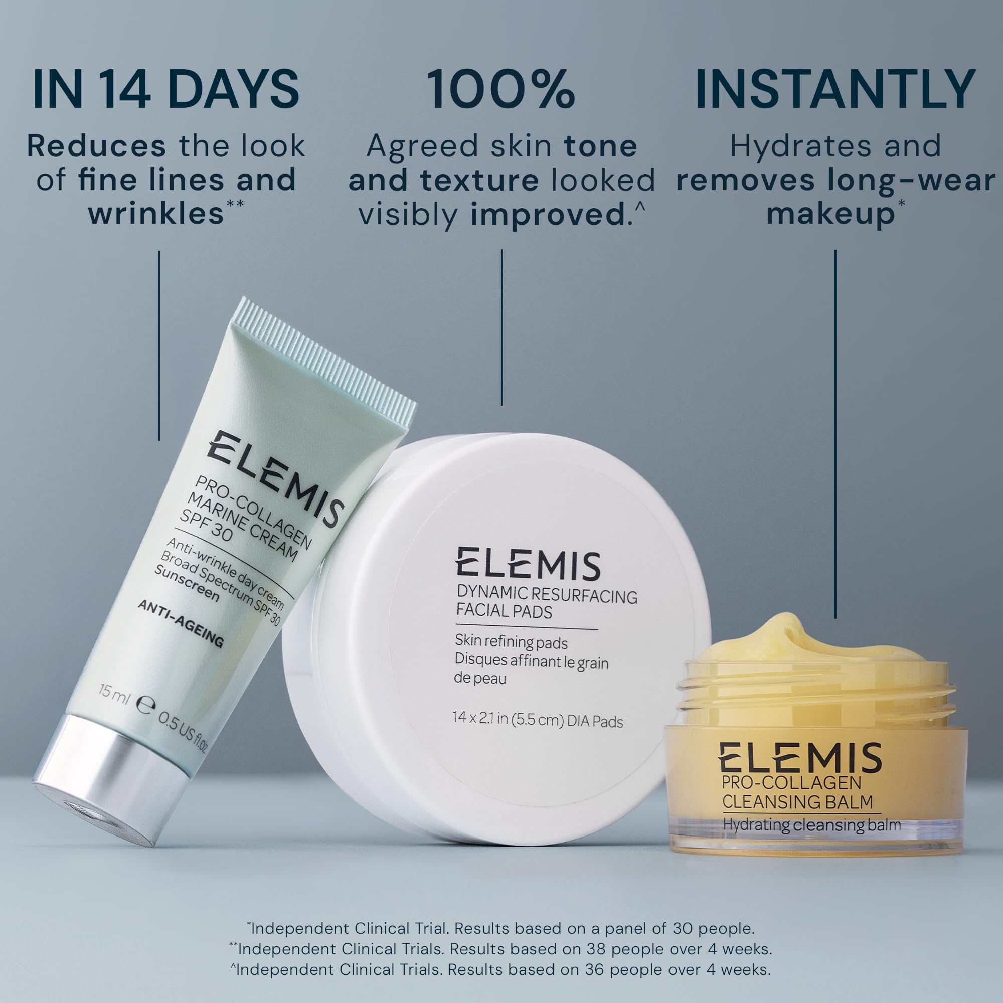 ELEMIS Healthy Skin Exclusive Travel Set | Pro-Collagen Cleansing Balm Mini, Marine Cream SPF 30 Mini & Dynamic Resurfacing Pads | Anti-Aging Hydrating Skincare Travel Kit