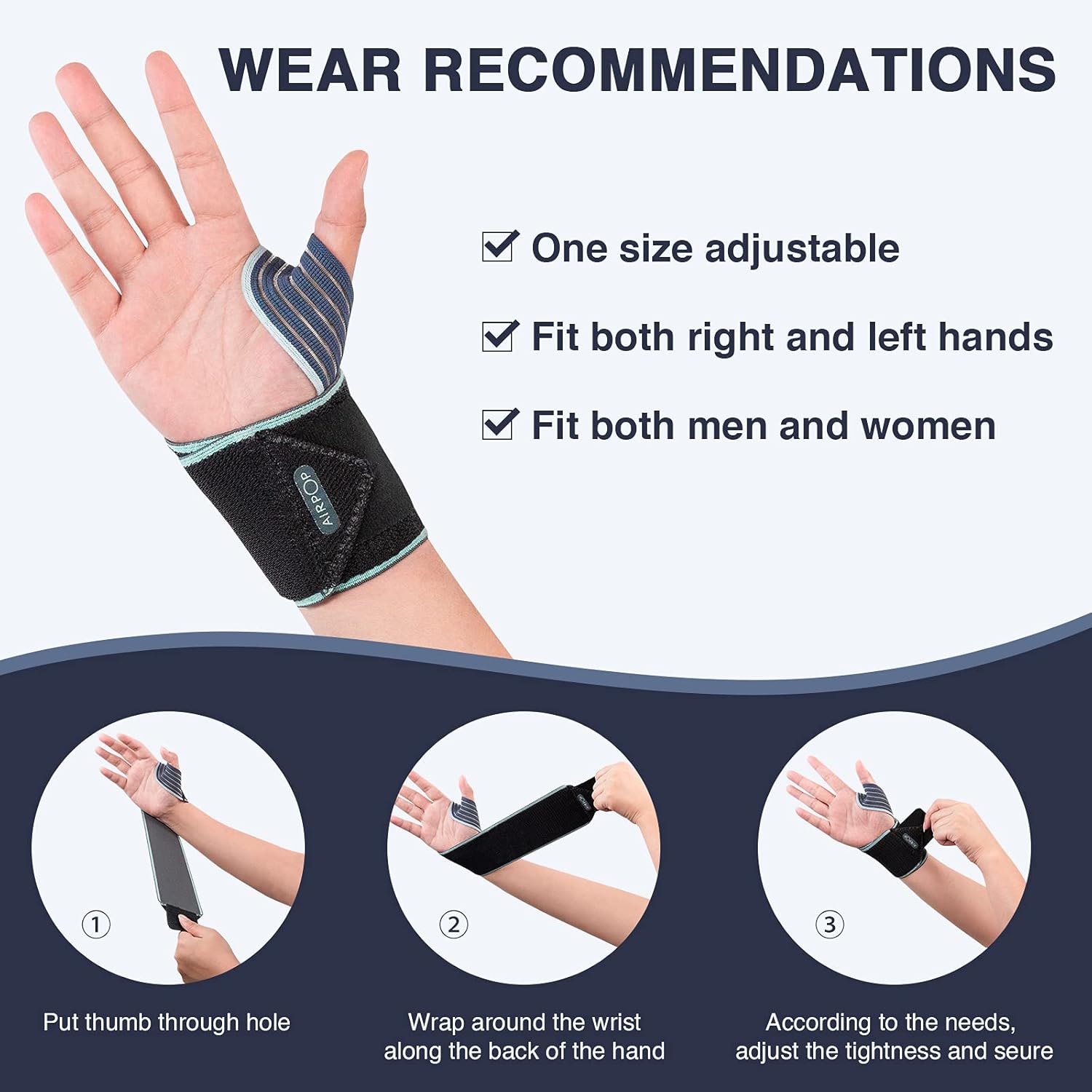 AIRPOP Wrist Braces Set of 2 with Thumb Support for Workouts, Gym, Fitness, Adjustable Wrist Wraps for Men Women, Fit Left Right Hand: Industrial & Scientific