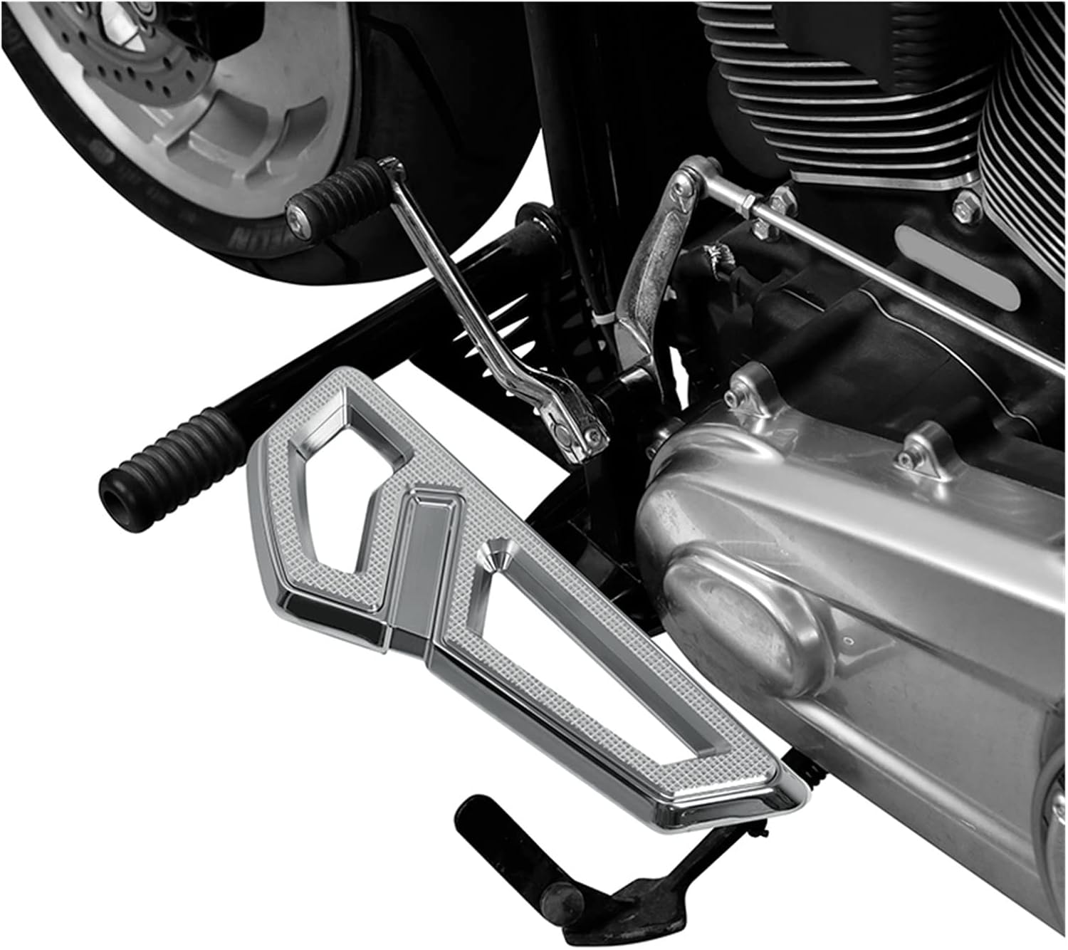 Motorcycle Rider Driver Footboard Floorboard Compatible With Harley Softail Fat Boy FLFB 2018-2022 2019 2020 2021 Chrome/Black(Black)