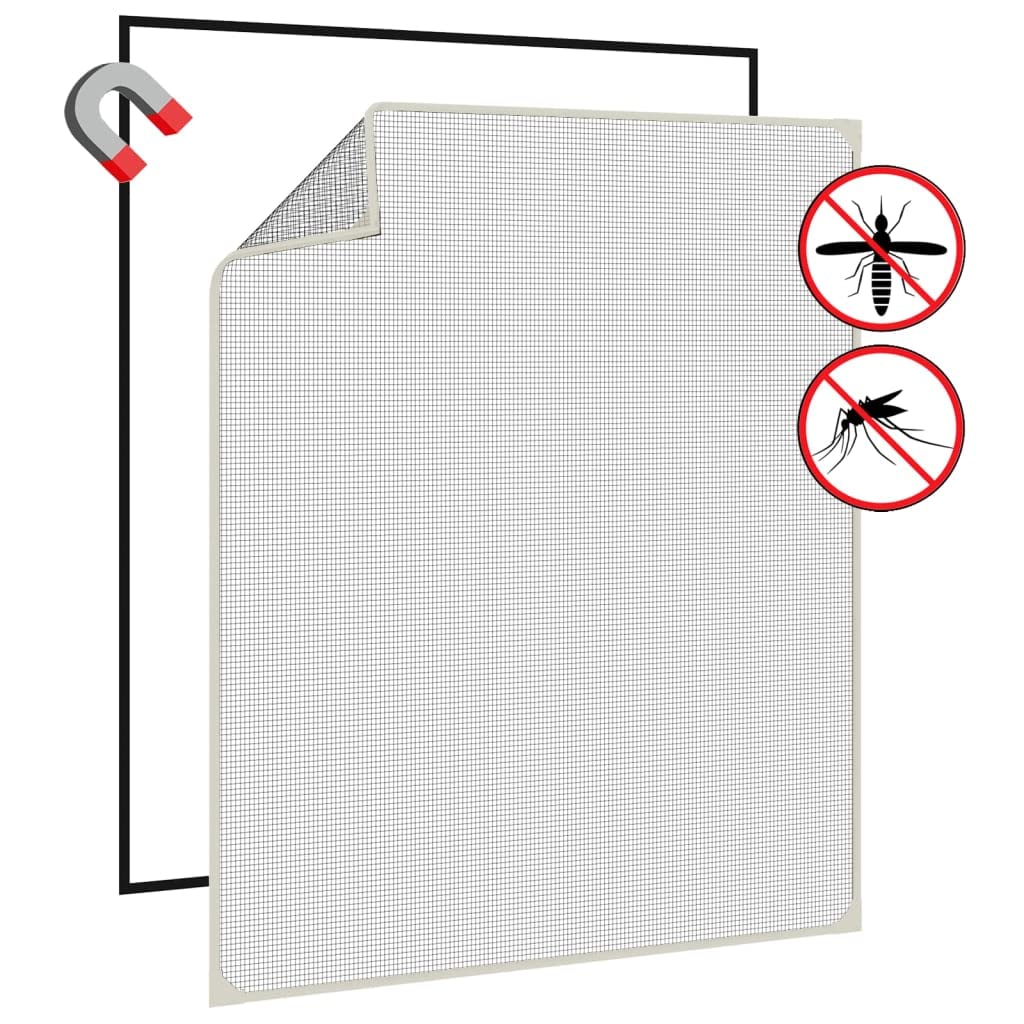 Magnet Fliegengitter für Fenster Weiß 100 x 120 cm aus Glasfaser, zuschneidbar, luftdurchlässig, Mückenschutz für Fensternetz, Rahmen, Klett, Montage, Balkon, Terrasse