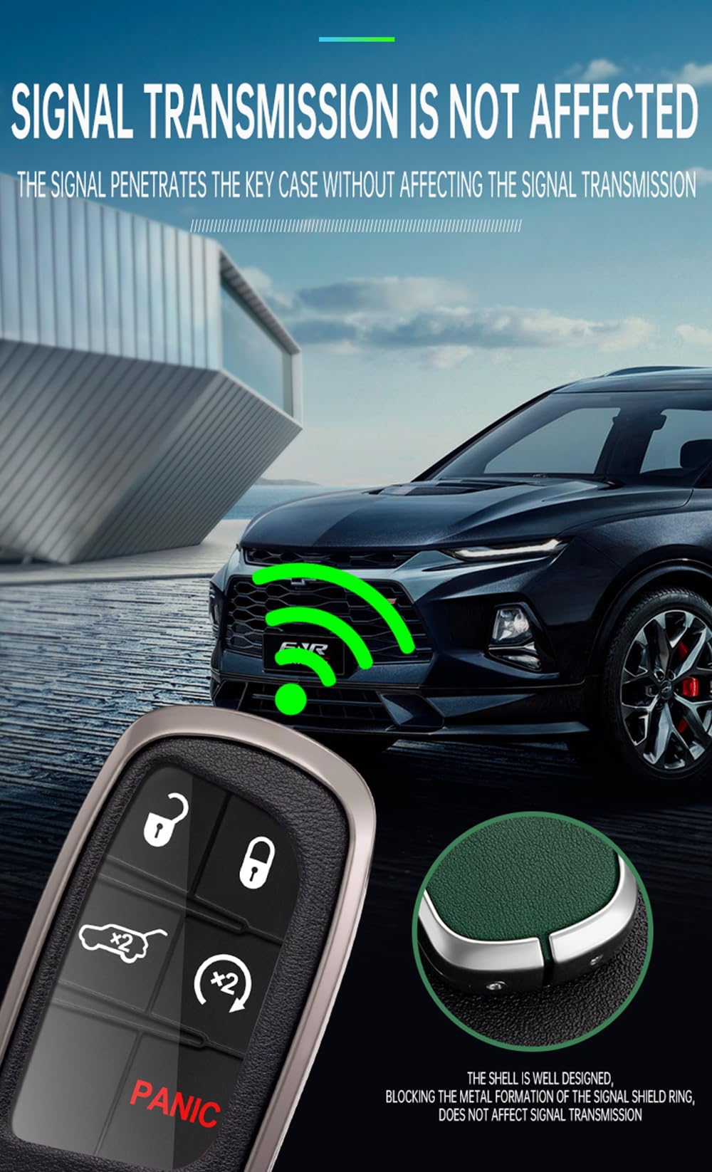 ontto Etui na kluczyki samochodowe pasuje do Dodge, metalowe, skórzane, etui ochronne do Jeep Cherokee, etui na klucze do FIAT 500X, breloczek do kluczy do Chrysler 300C, etui na klucze 2/3/4/5