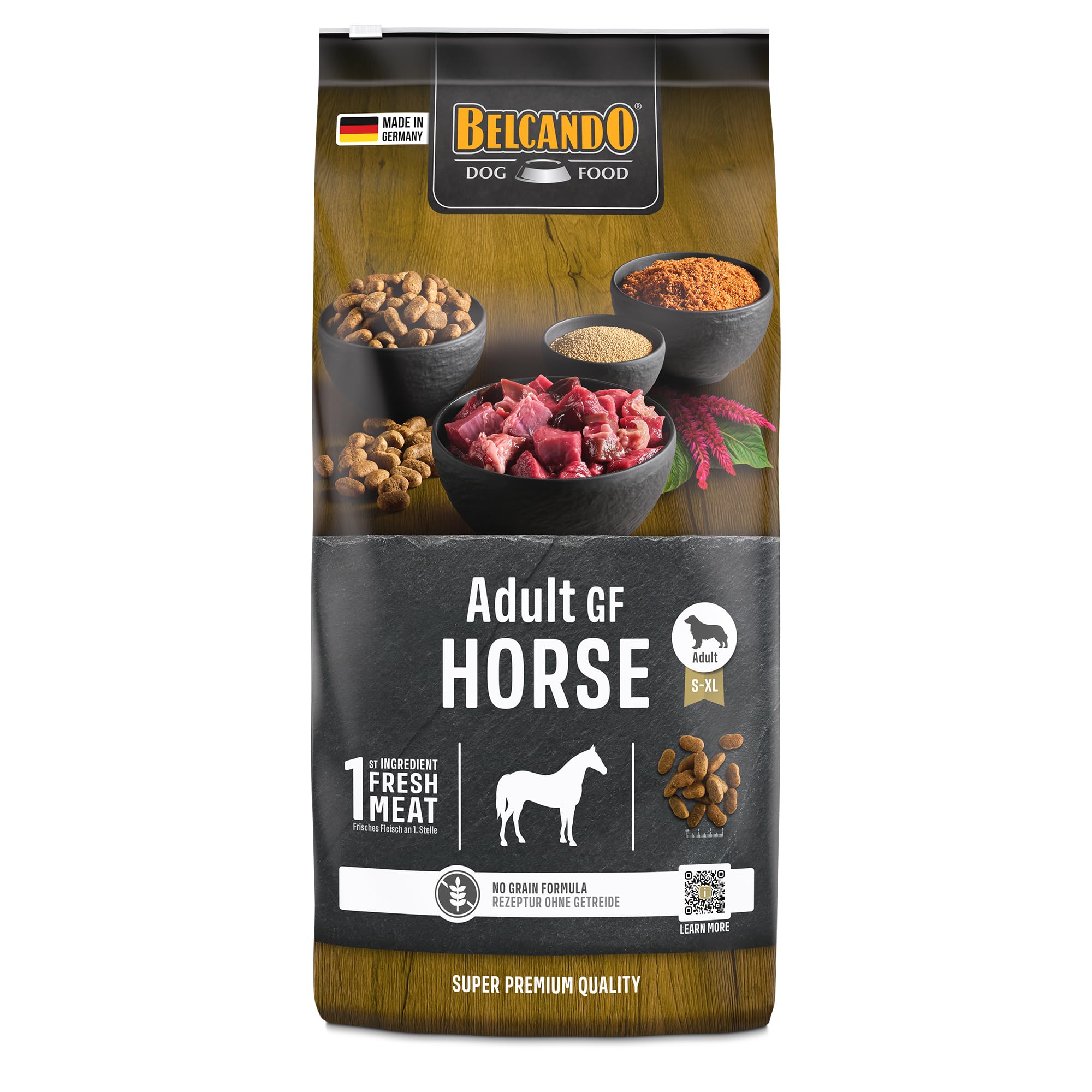 BELCANDO Adult GF Horse [12,5kg] Hundefutter | Trockenfutter ohne Getreide mit Pferd | Alleinfuttermittel für ausgewachsene Hunde Aller Rassen ab 1 Jahr