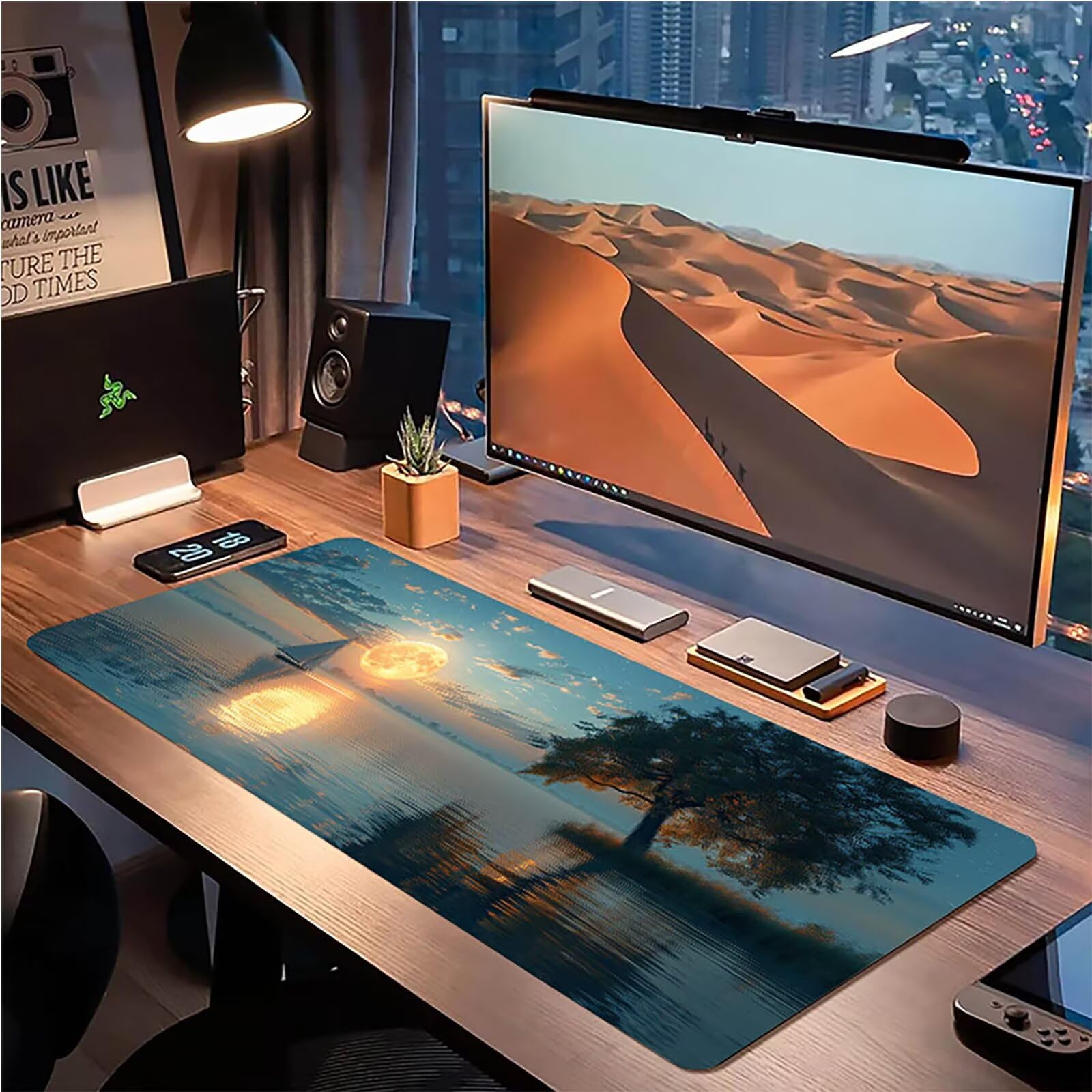 Tappetino Mouse XXL 1500 x 800 mm, Tappetino Mouse Luna, Gaming Mousepad Migliorare la Velocità e la Precisione, Mouse Pad con Base in Gomma Antiscivolo, Ufficio Accessori Gaming, Grigio C-1184