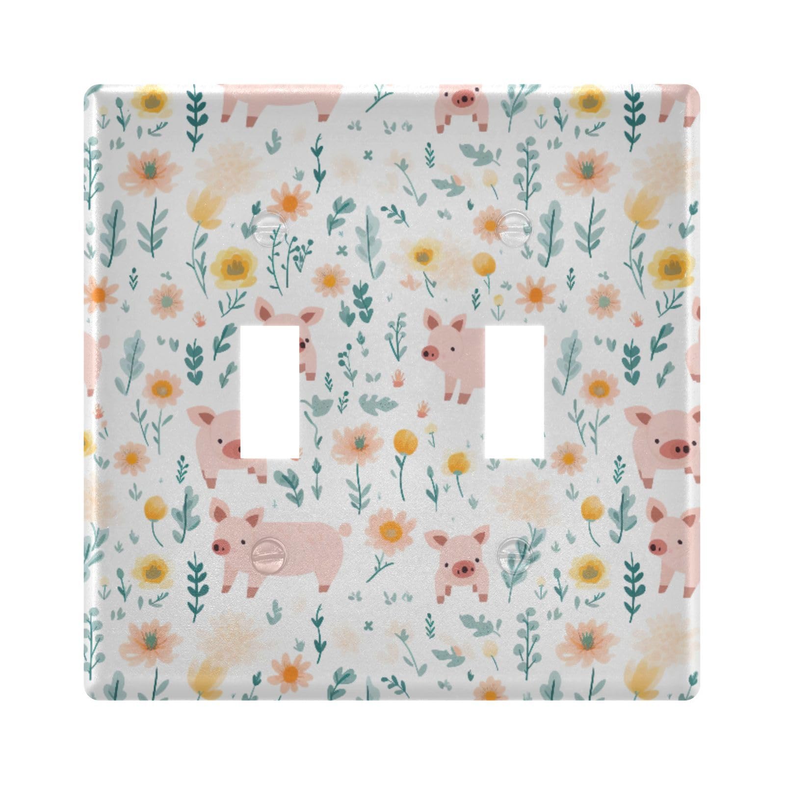 UMIRIKO Cute Pig Light Switch Cover Plate Covers Decorative Double Toggle Home Decor 202a8688