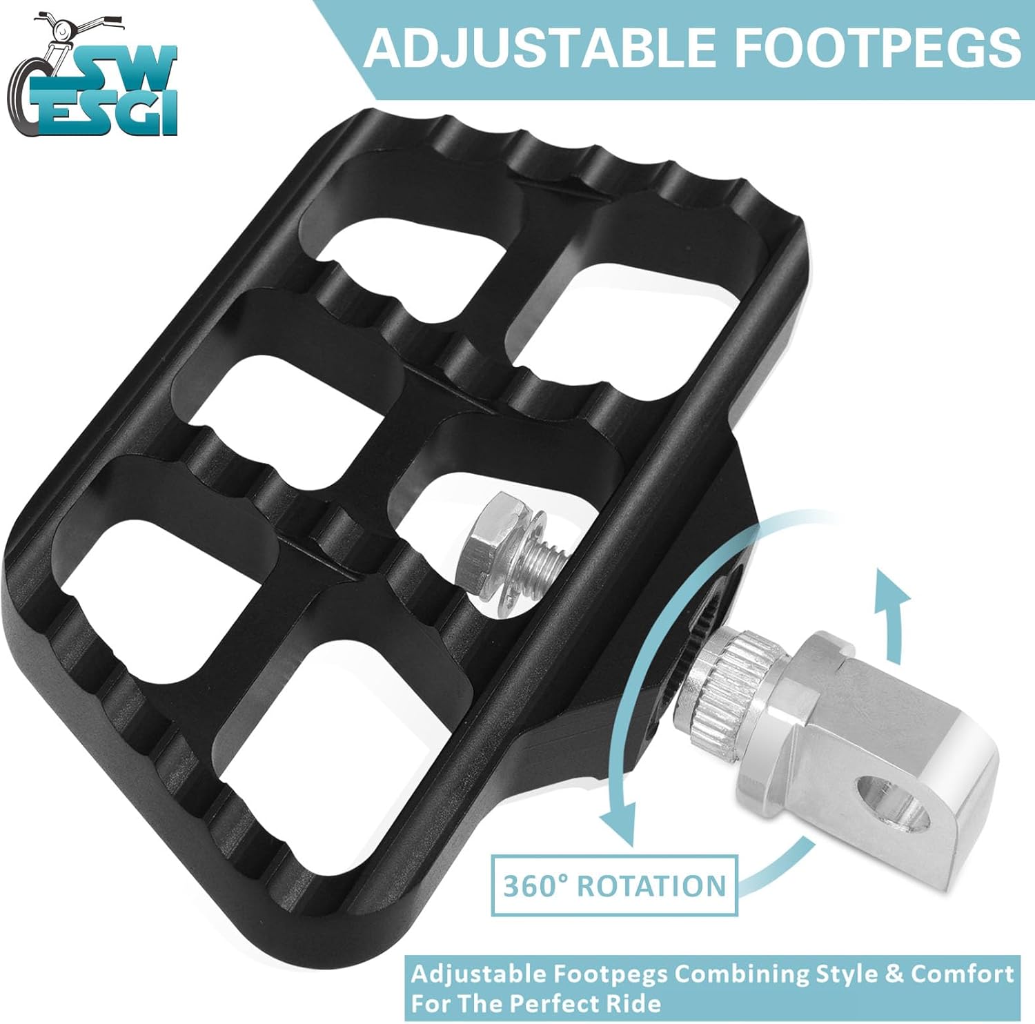 Aluminum Foot Pegs for Harley Davidson, for Passenger and Rider Motorcycle Highway FootPegs Compatible with Touring Dyna Sportster Softail