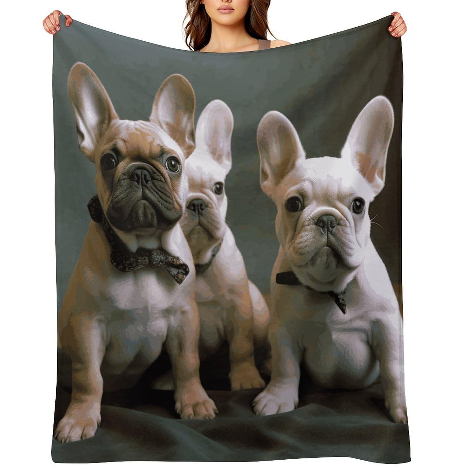 Fekiloot Style French Bulldog Puppies Throw Blankets Camping Blanket30 X40