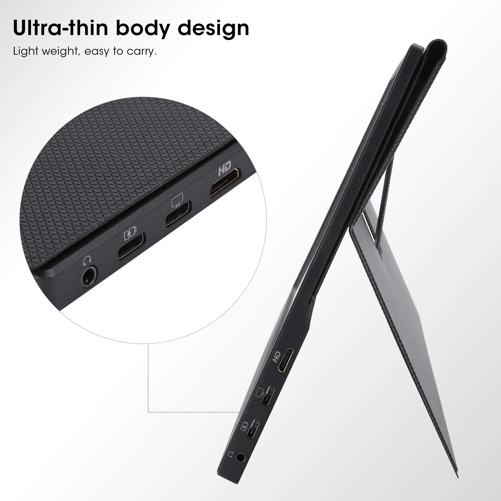 Sxhlseller Przenośny monitor – 13,3 cala ekran wyświetlacza ultra cienki 1080p HD z magnetycznym wspornikiem etui ochronne na laptopa, PC, telefon, konsolę
