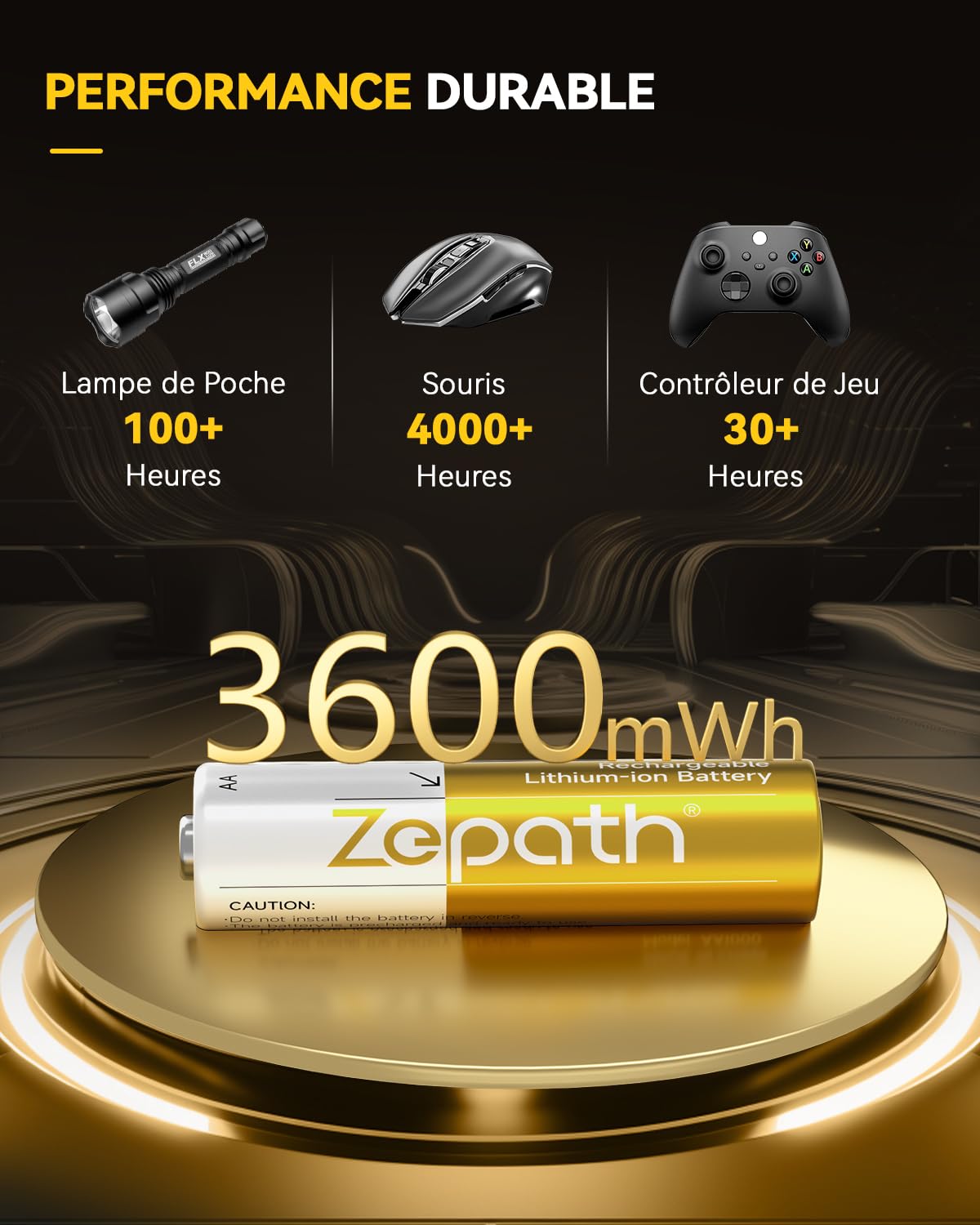 16 Piles AA Rechargeables au Lithium-ION avec Chargeur 4 Chargeur,1,5V 3600 mWh Haute Capacité Rechargeable AA Batterie, jusqu'à 2000+ Cycles