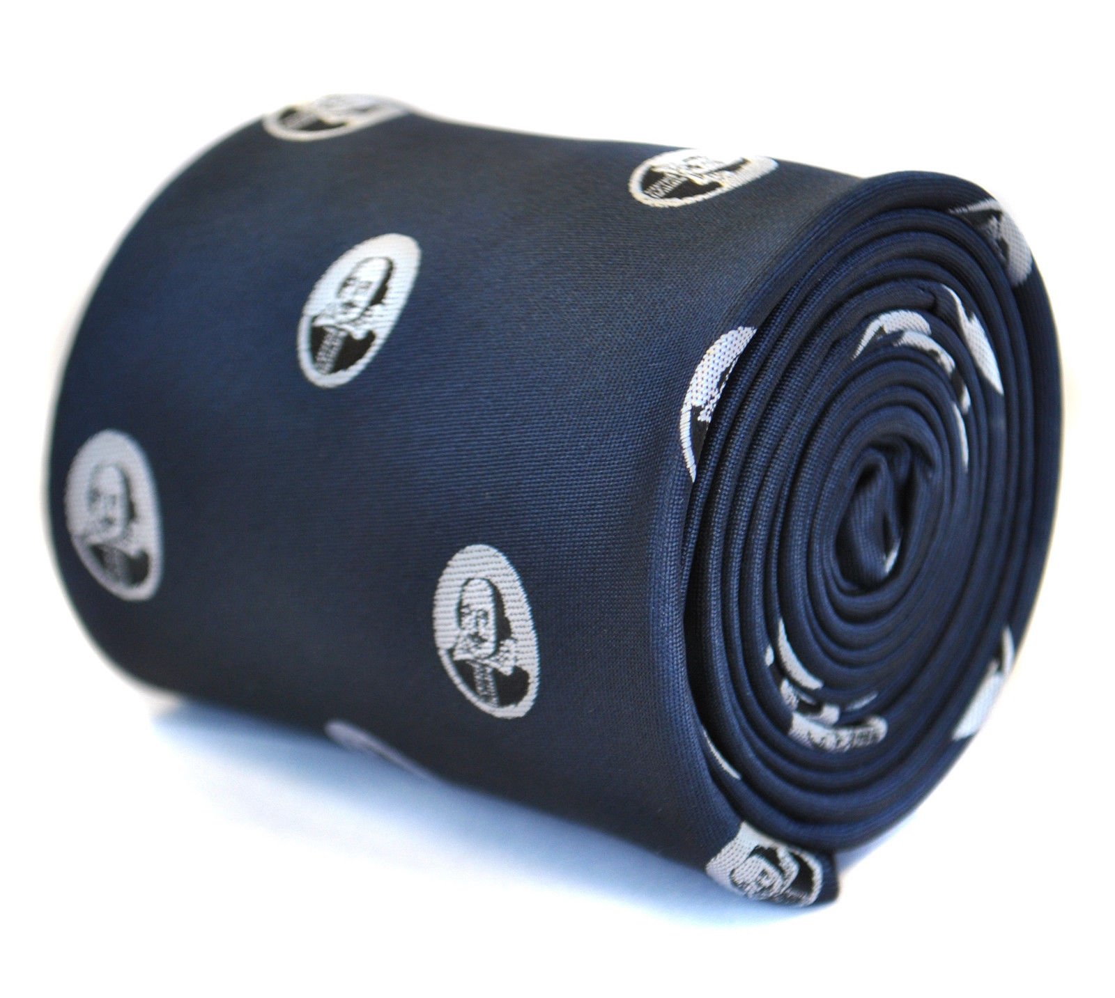 Frederick Thomas Men's Navy Blue ’S Tie With William Shakespeare Pattern, Perfect For Office, Weddings, Theatre Events, Parties, Formal Dinners, Literary Gifts, Classic Fashion, Tailored Style, Classic 8Cm Width