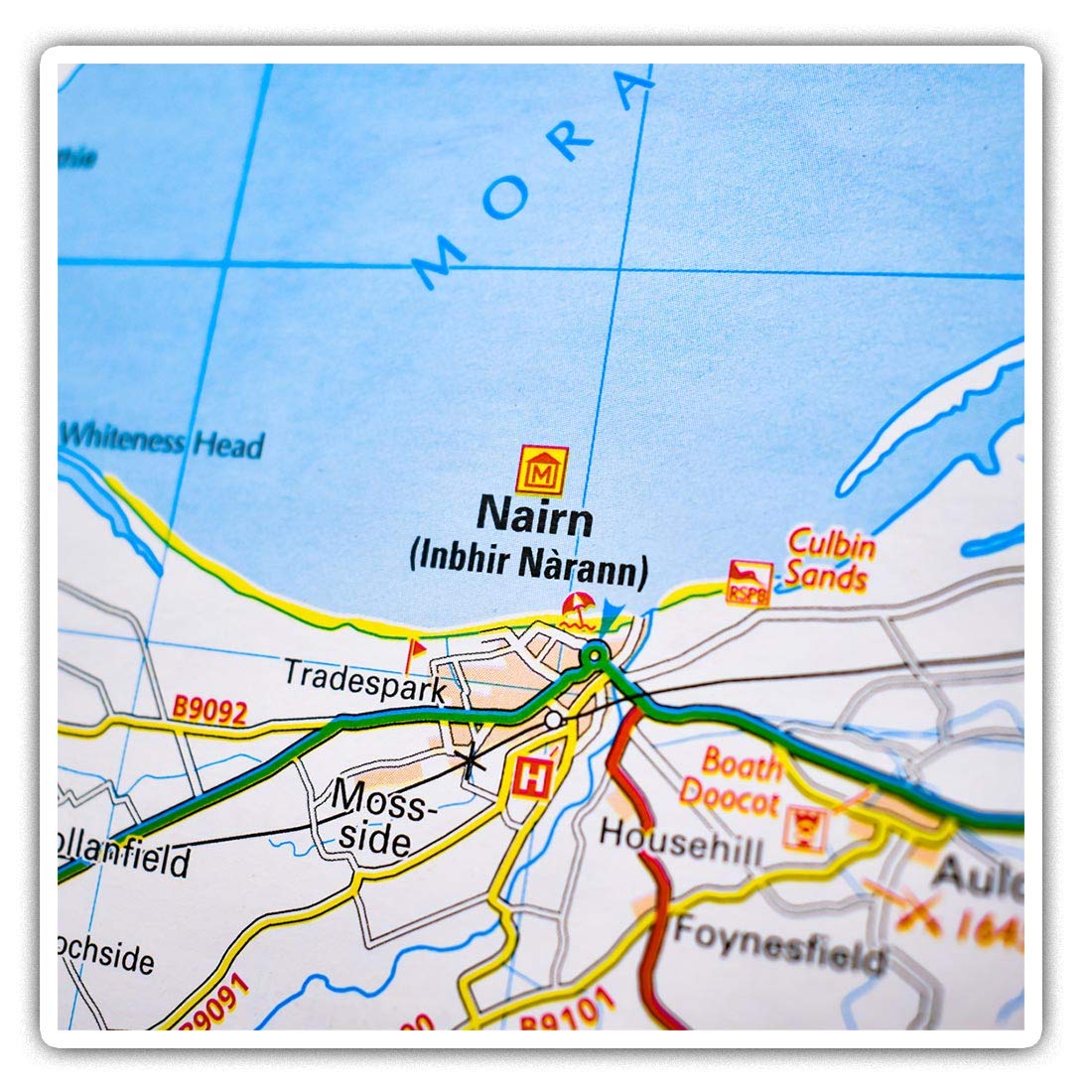 Destination Vinyl Ltd Multi 2 X Square 7.5Cm Vinyl Stickers - Nairn Scotland Travel Uk Gb Map 45821
