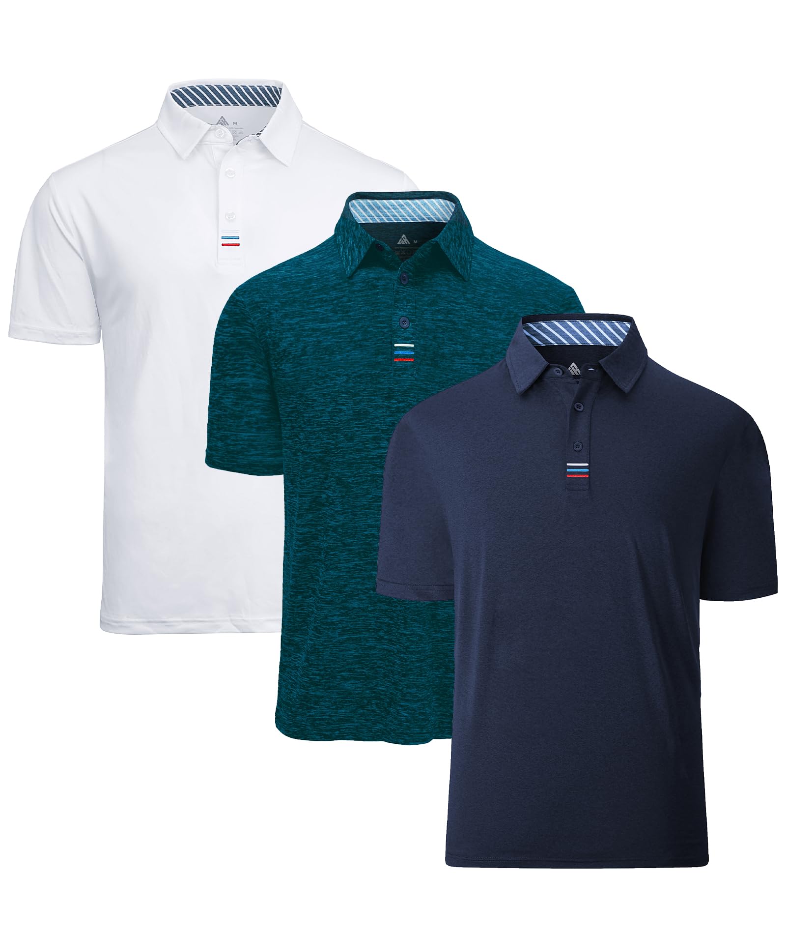 ZITY 3 Pack Polo Shirts for Men Work Golf Sport Shirt Short Sleeve Casual Lightweight Breathable 3 Button Classic T-Shirt M-3XL