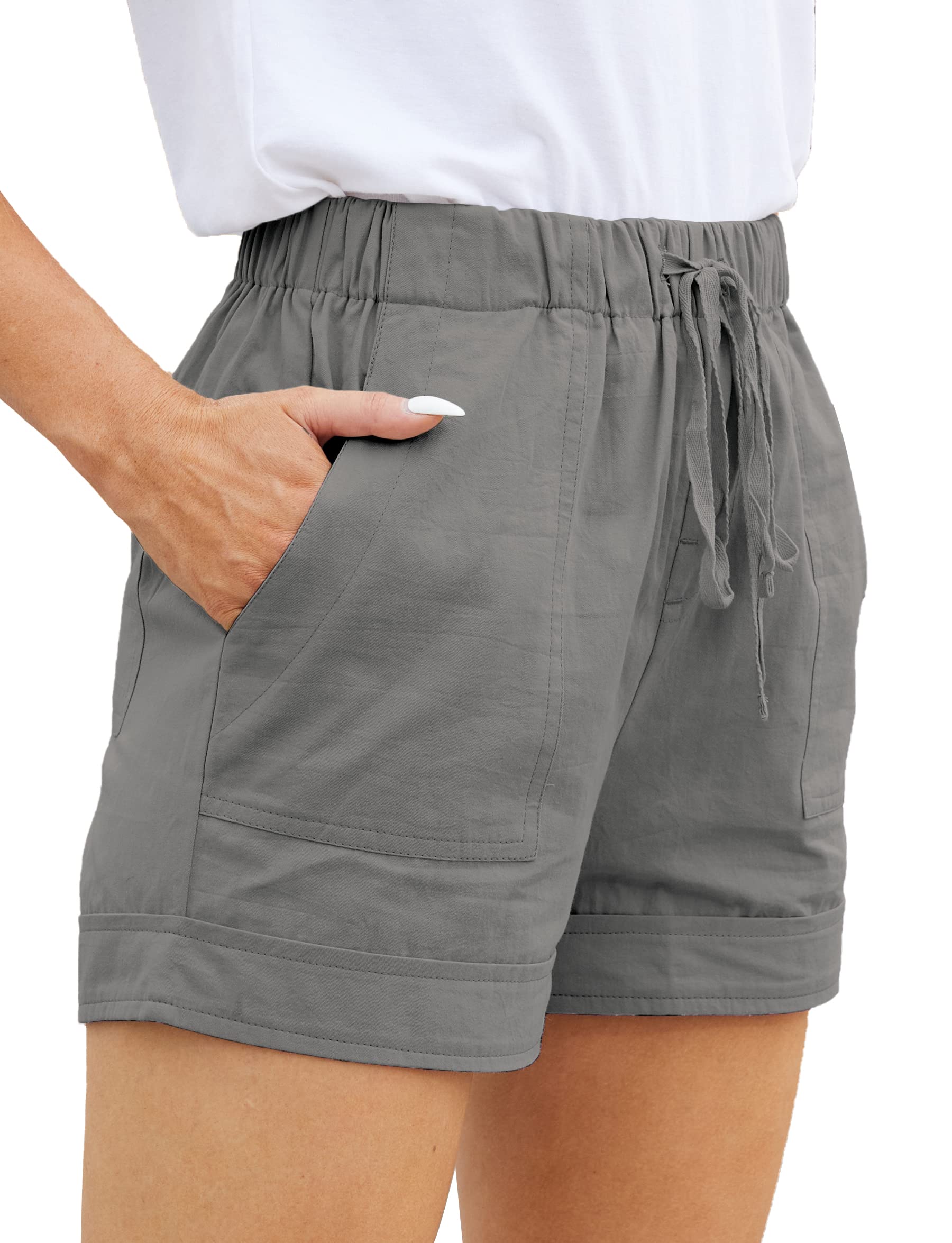 Womens Comfy Drawstring Casual Elastic Waist Pocketed Loose Fit Shorts Plus Size