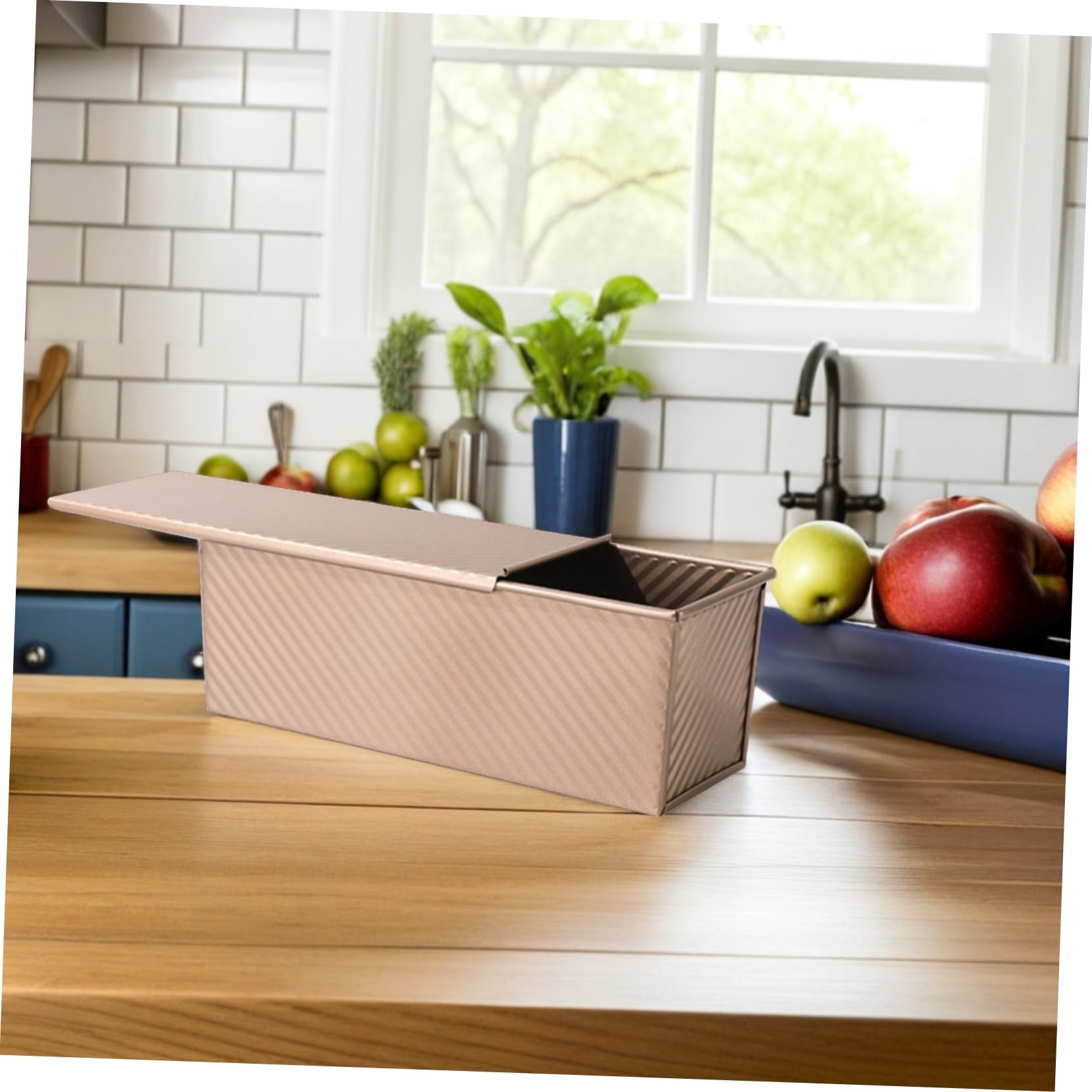 Molde para Pan con Tapa Antiadherente Caja de Tostadas de Acero al Carbono para Hornear Pan Fácil de Desmoldar Uso Versátil Cocina