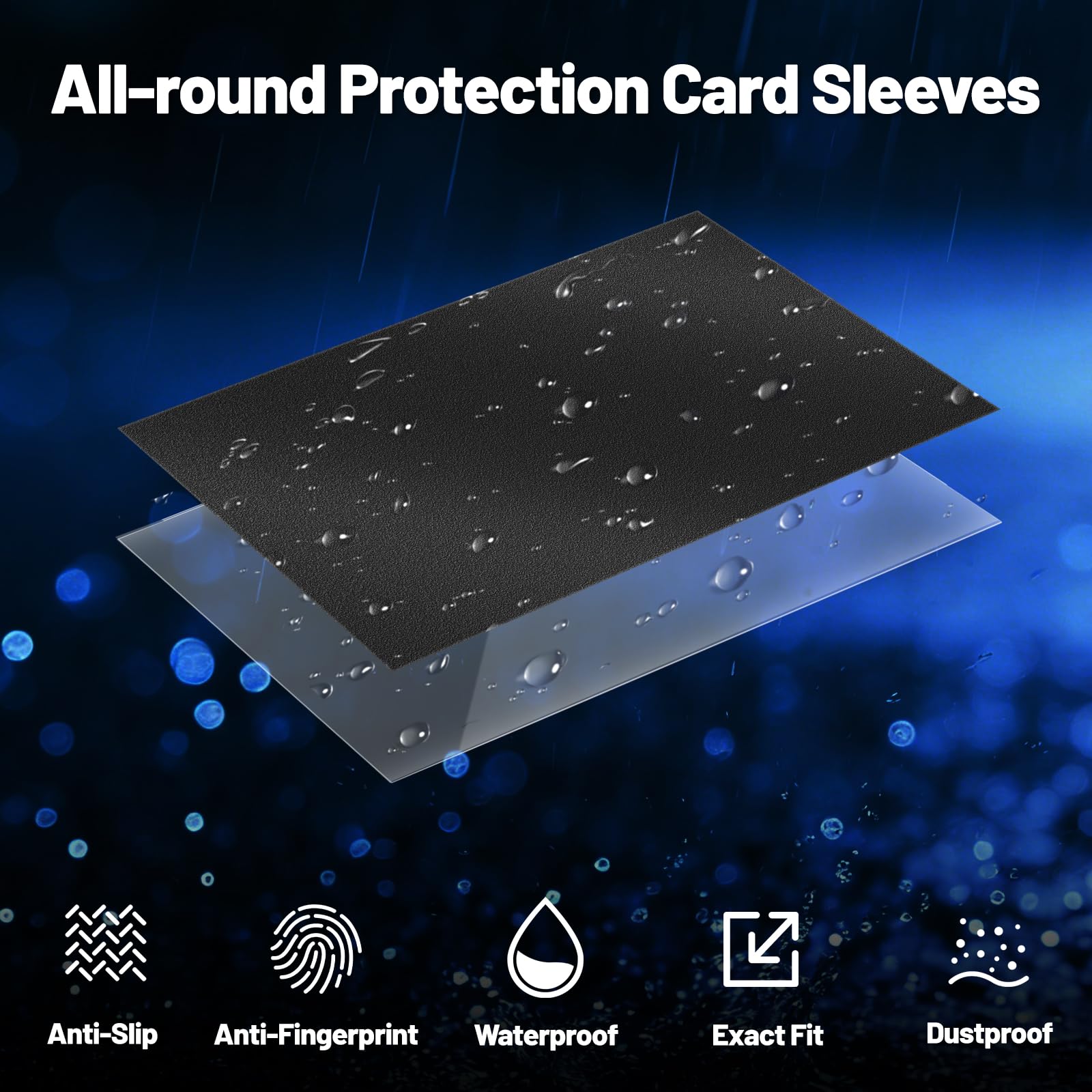 100 bustine protettive per carte, antiscivolo e anti-impronte per Pokémon, fronte trasparente e retro nero satinato, adatte per MTG, TCG, Magic, carte sportive e carte da baseball (66x91 mm)