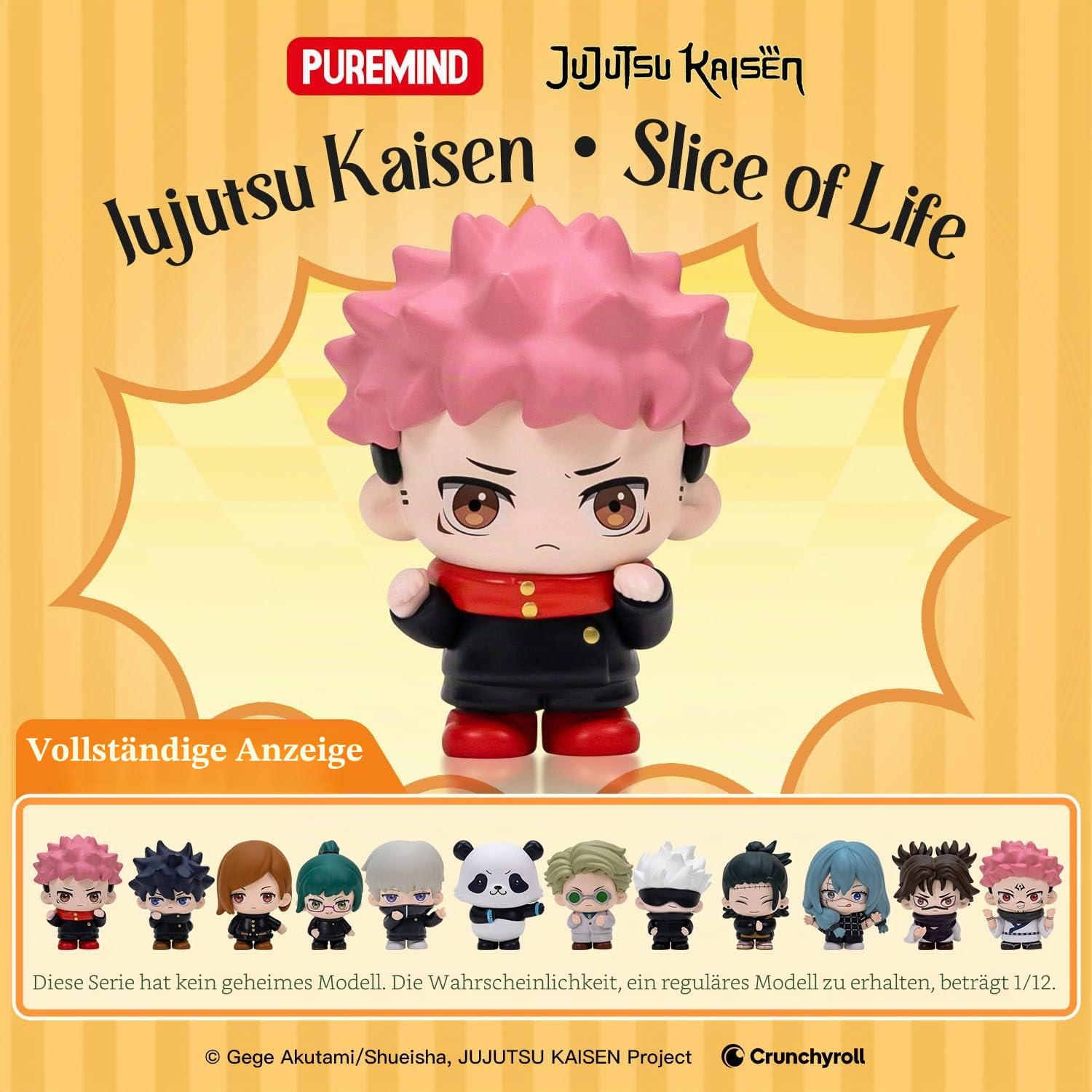 puremind Jujutsu Kaisen Figuren-Set, JJK Sammelfiguren, 12er-Set | Offiziell lizenziert, ohne doppelte motive, gojo yuji sukuna, chibi-look, für regal, vitrine, schreibtisch, display und deko