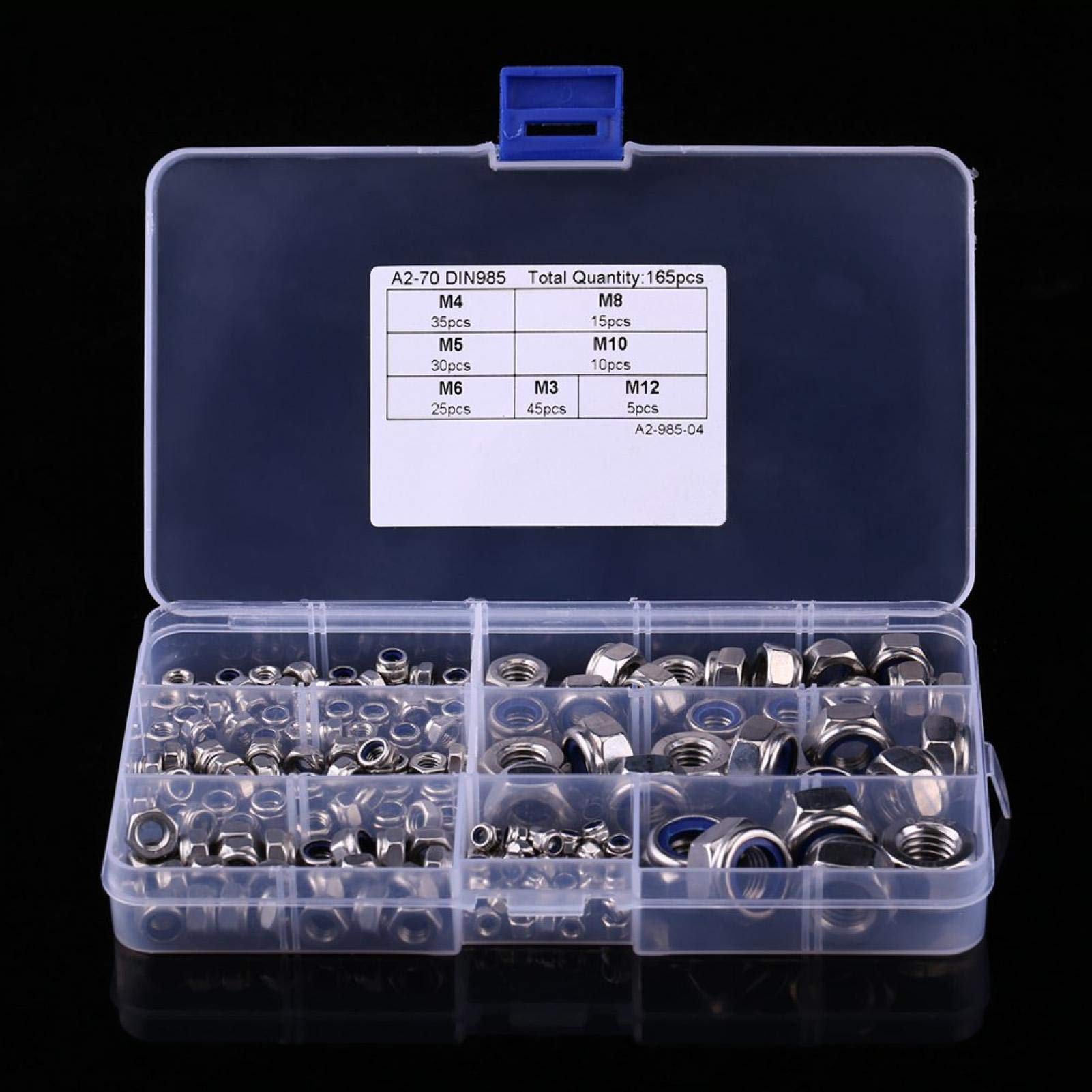 Thread Lock 212 Pcs Lock Nuts Set, Nylon Insert 304 M3, M4, M5, M6, M8 ...