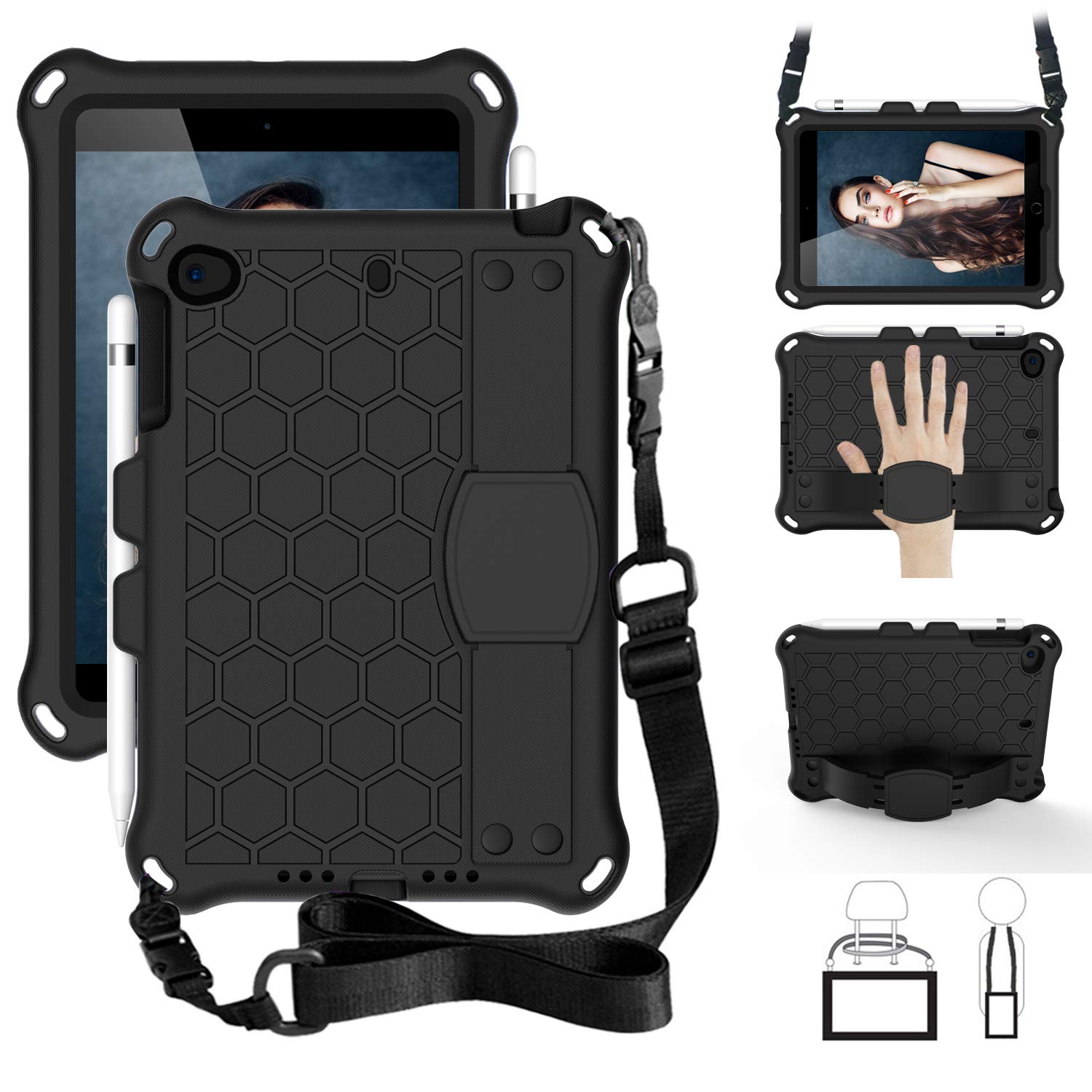 Housse iPad Mini légère EVA et PC avec poignée support inclinable intégrée - 7