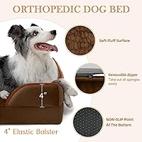 Vista 462 de Comfort Expression Cama ortopédica para perros extra grandes de 45 x 35 pulgadas, cama para mascotas XL de espuma tipo caja de huevos impermeable