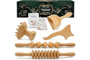 5-in-1 Wood Therapy Massage Tools Kit for Total Body Sculpting: Lymphatic Drainage...