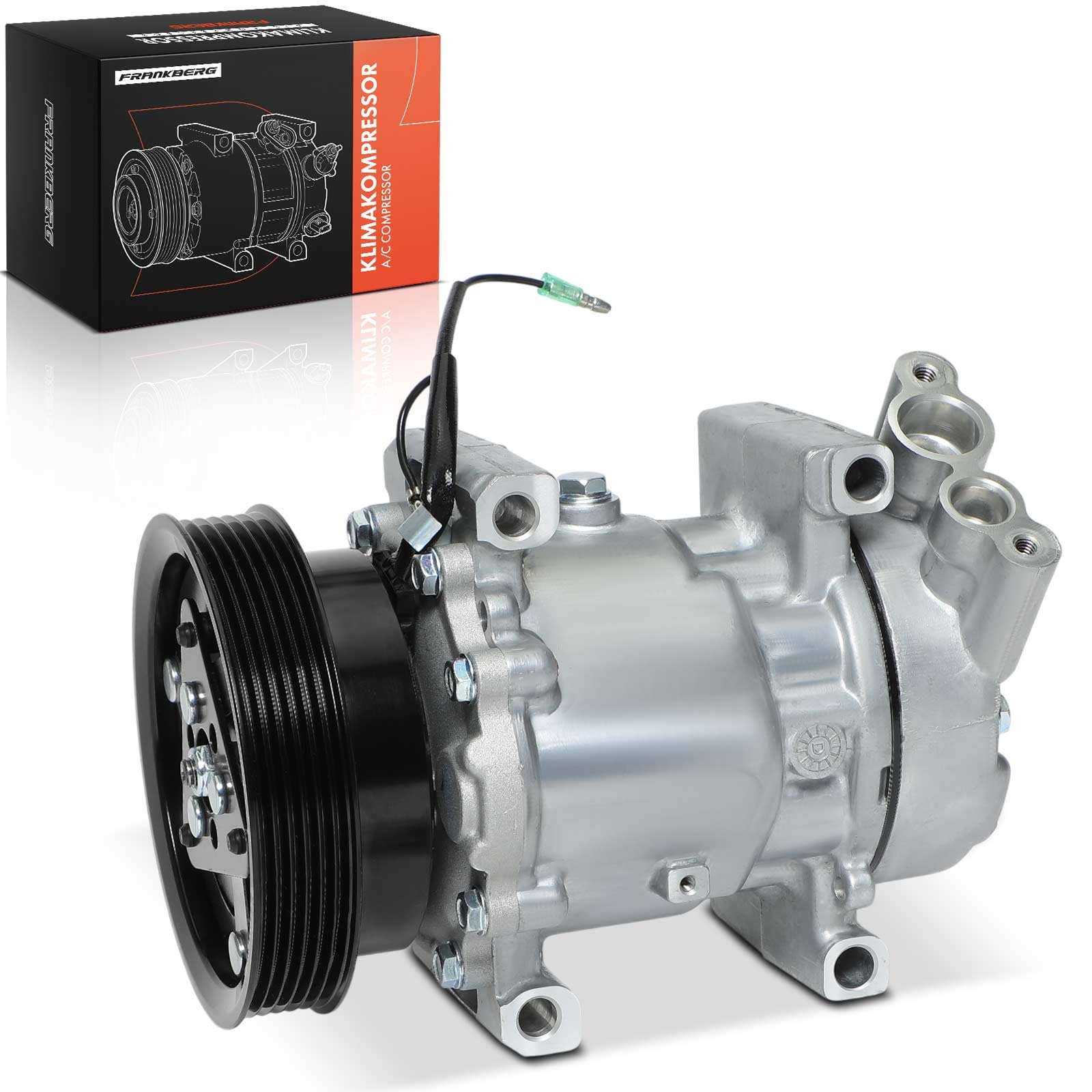 Frankberg Compresor de aire acondicionado con embrague Compatible con Clio II BB CB M.e.g.a.n.e I BA0/1 Kangoo KC0/1 Kangoo Express FC0/1 Replace# 8200315744incl. aceite premezclado
