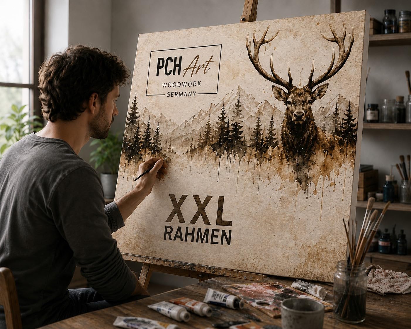 XXL Schattenfugenrahmen, 80x160 cm, Buche