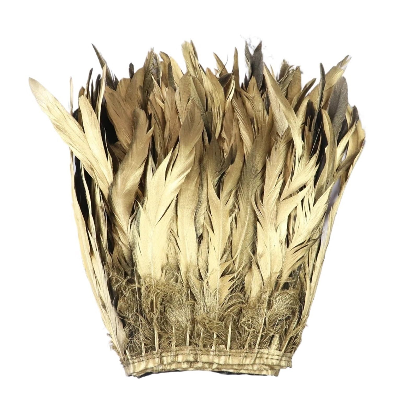 Plumes de coq dorées/argentées, 1 mètre, garniture de queue, 25-40CM, Plumes de poulet, ruban à franges for travaux d'aiguille, décoration de couture de vêtements(Golden,35-40CM)